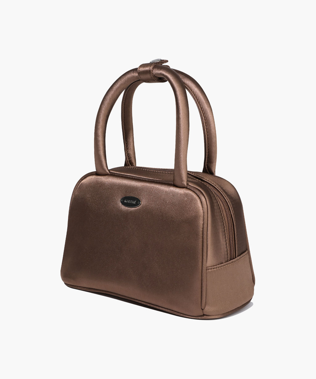 Marithe & Francois Girbaud - Regular Logo Satin Mini Tote Bag (Brown) product image 2 | TRAB K-Fashion Australia