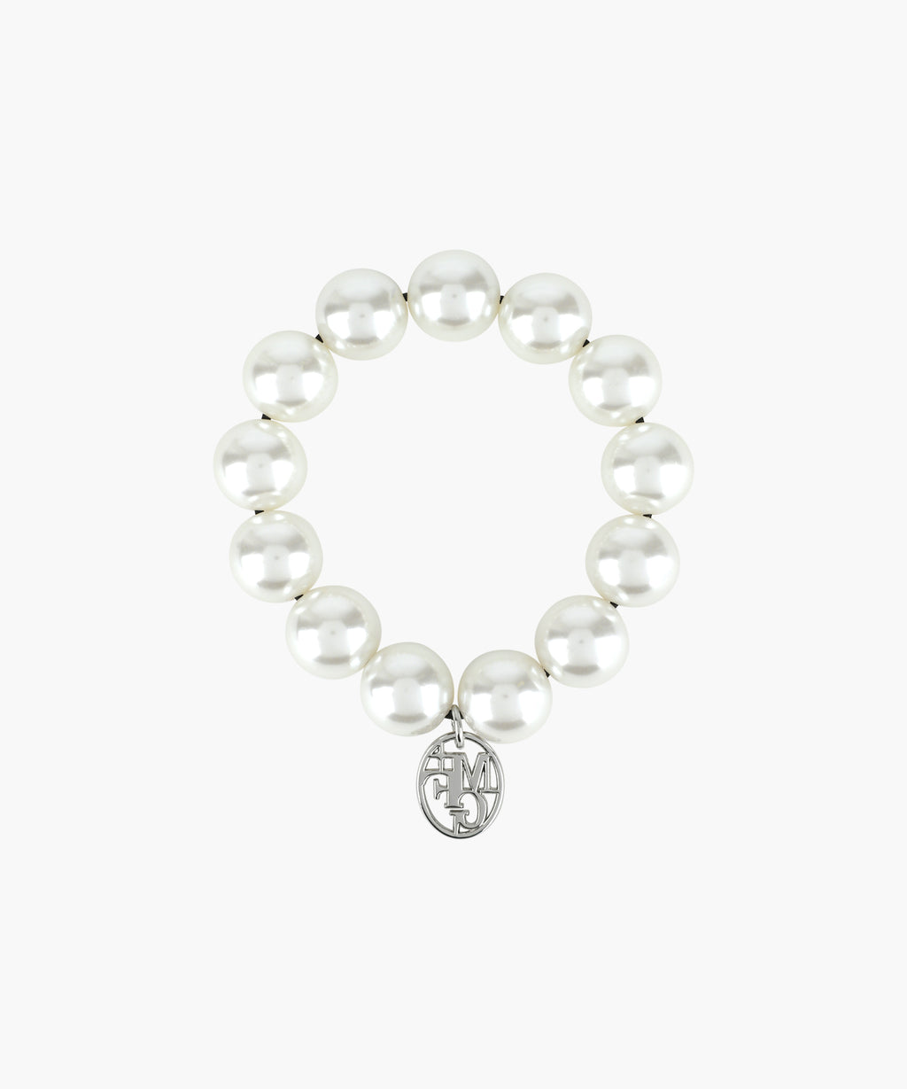 Marithe & Francois Girbaud - Pearl Silver Ball Scrunchie (Ivory) product image 2 | TRAB K-Fashion Australia