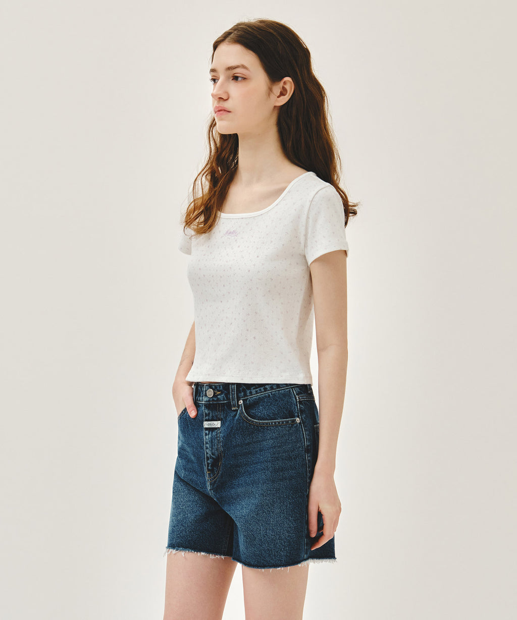 Marithe & Francois Girbaud - Flower Slim Crop Tee (Ivory) product image 2 | TRAB K-Fashion Australia