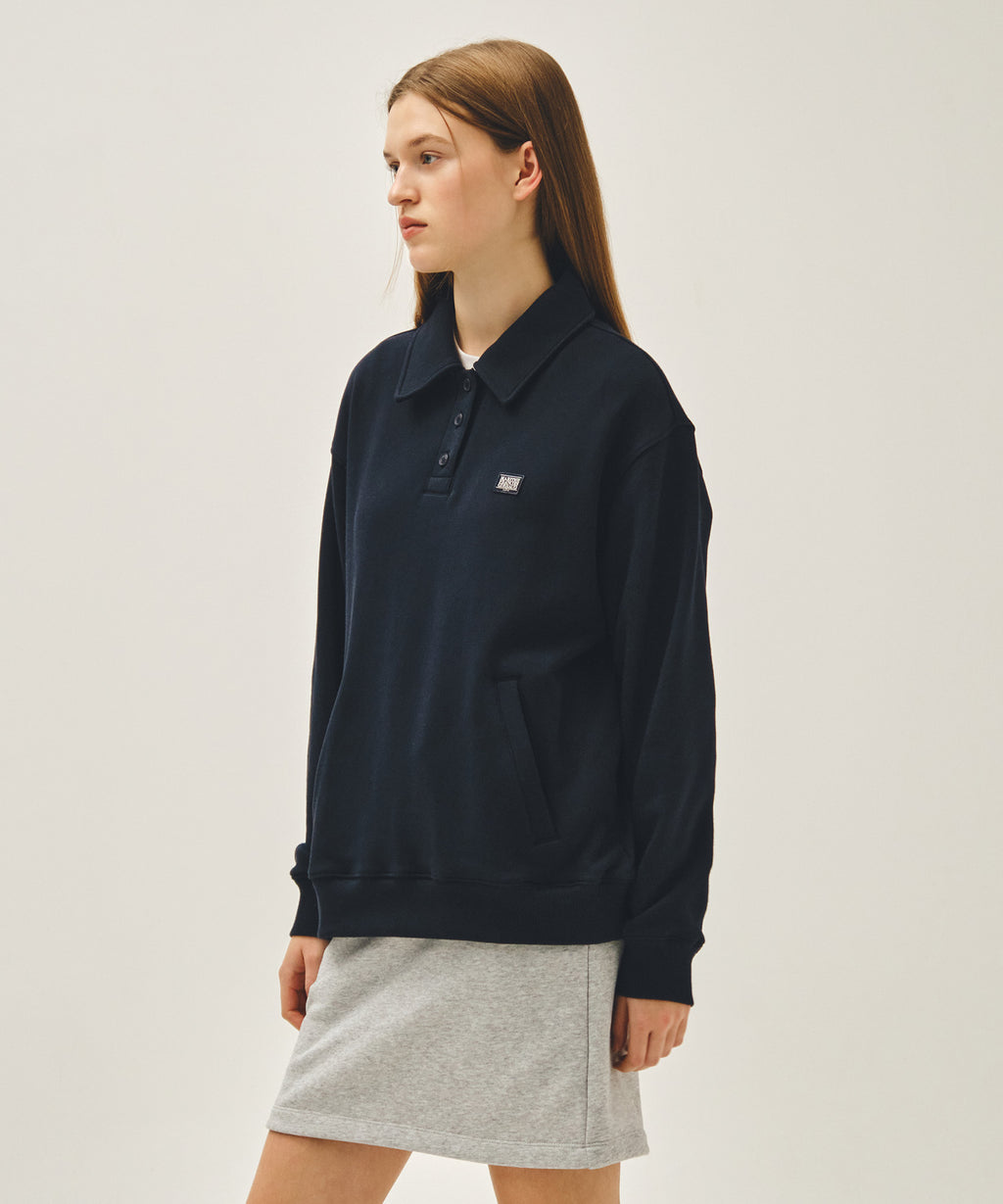 Marithe & Francois Girbaud - Classic Logo Wappen Collar Sweatshirt (Navy) product image 2 | TRAB K-Fashion Australia