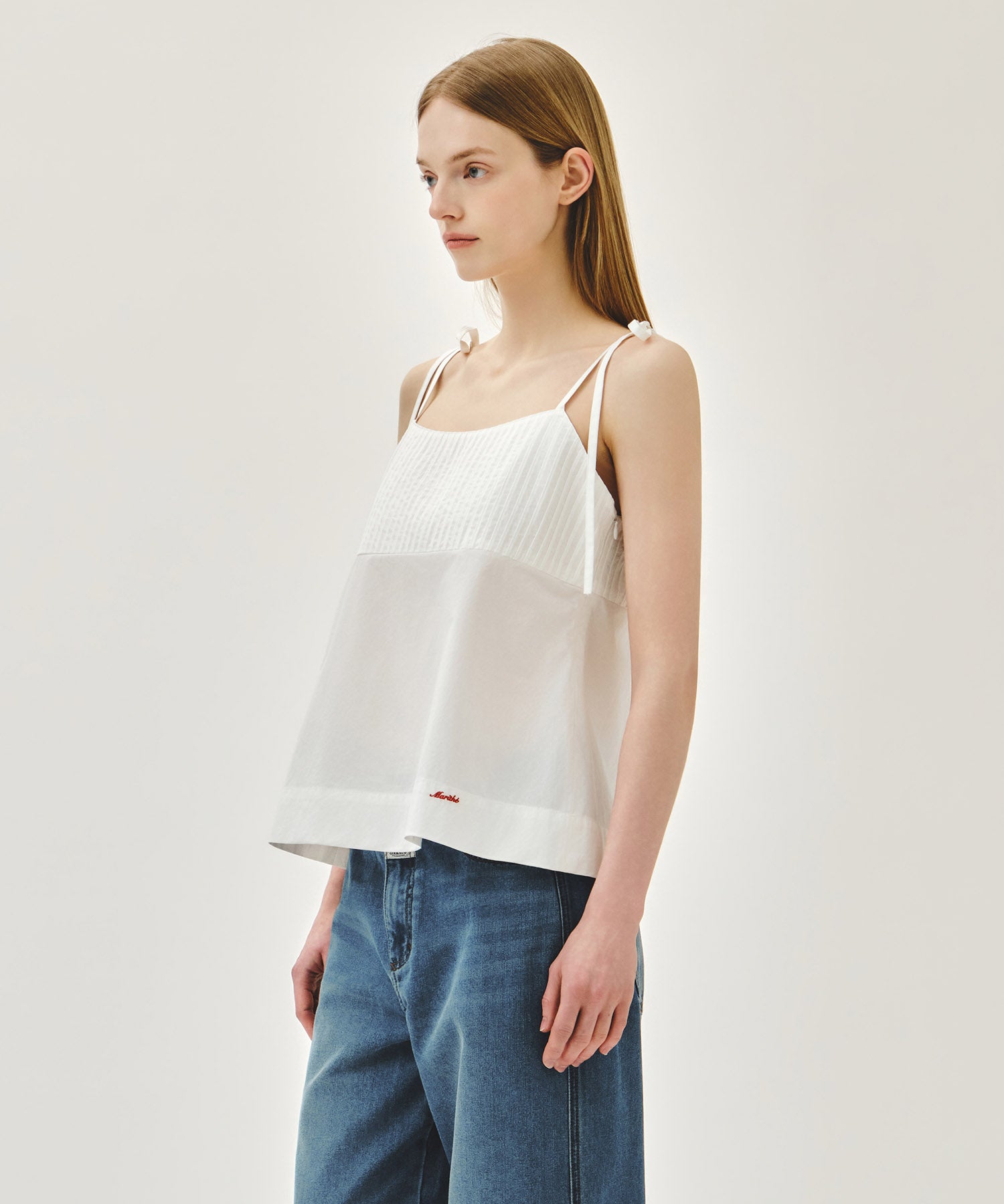 Marithe & Francois Girbaud - Pintuck Camisole Blouse (White) product image 2 | TRAB K-Fashion Australia