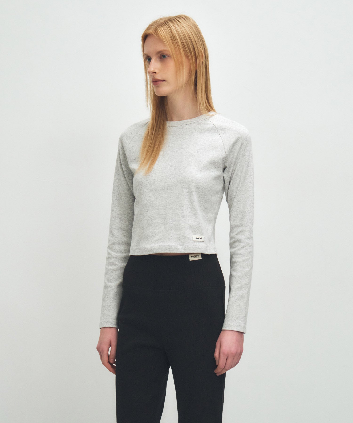 Marithe & Francois Girbaud - Basic Crop Long Sleeve (Light Heather Gray) product image 2 | TRAB K-Fashion Australia