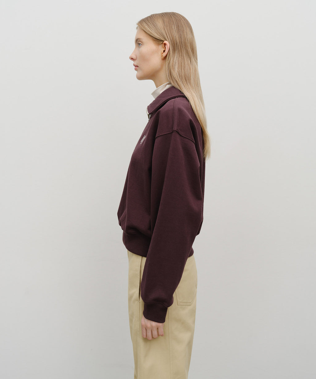 Marithe & Francois Girbaud - Classic Logo Half Zipup Crop Sweatshirt (Brown) product image 2 | TRAB K-Fashion Australia