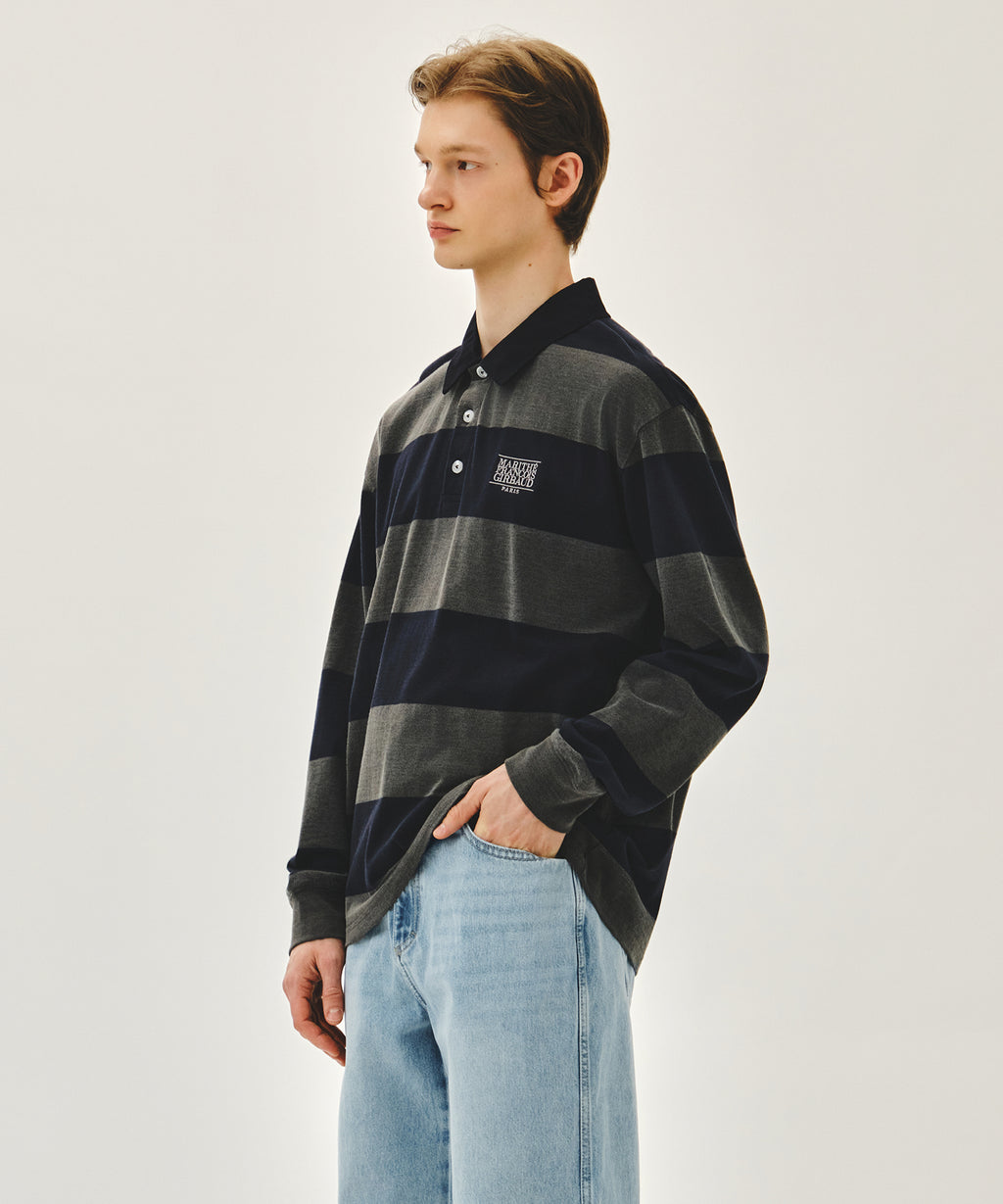 Marithe & Francois Girbaud - Washed Denim Collar Long Sleeve Tee (Charcoal) product image 2 | TRAB K-Fashion Australia