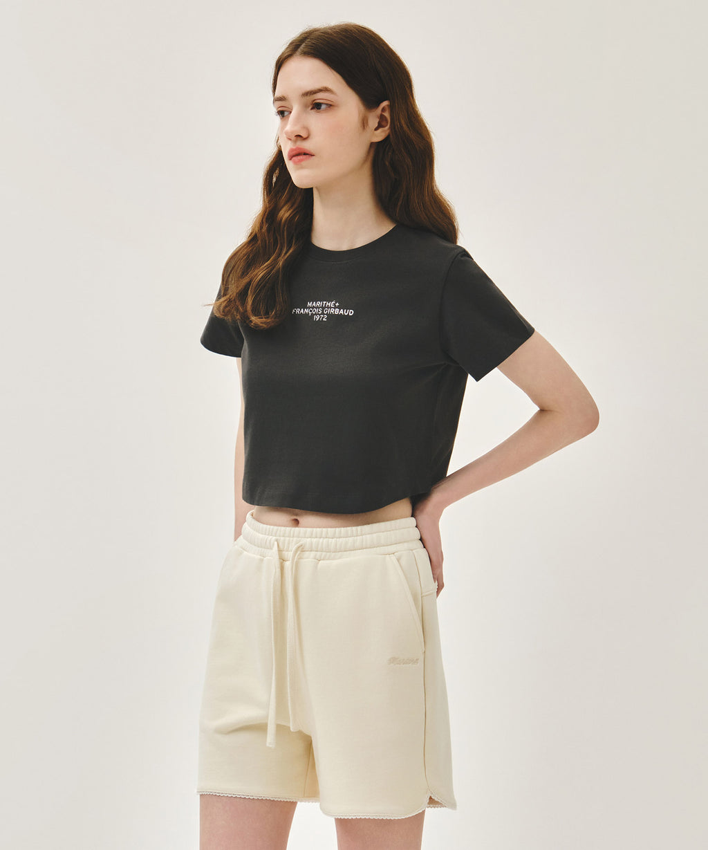 Marithe & Francois Girbaud - Silver Lettering Crop Tee (Charcoal) product image 2 | TRAB K-Fashion Australia