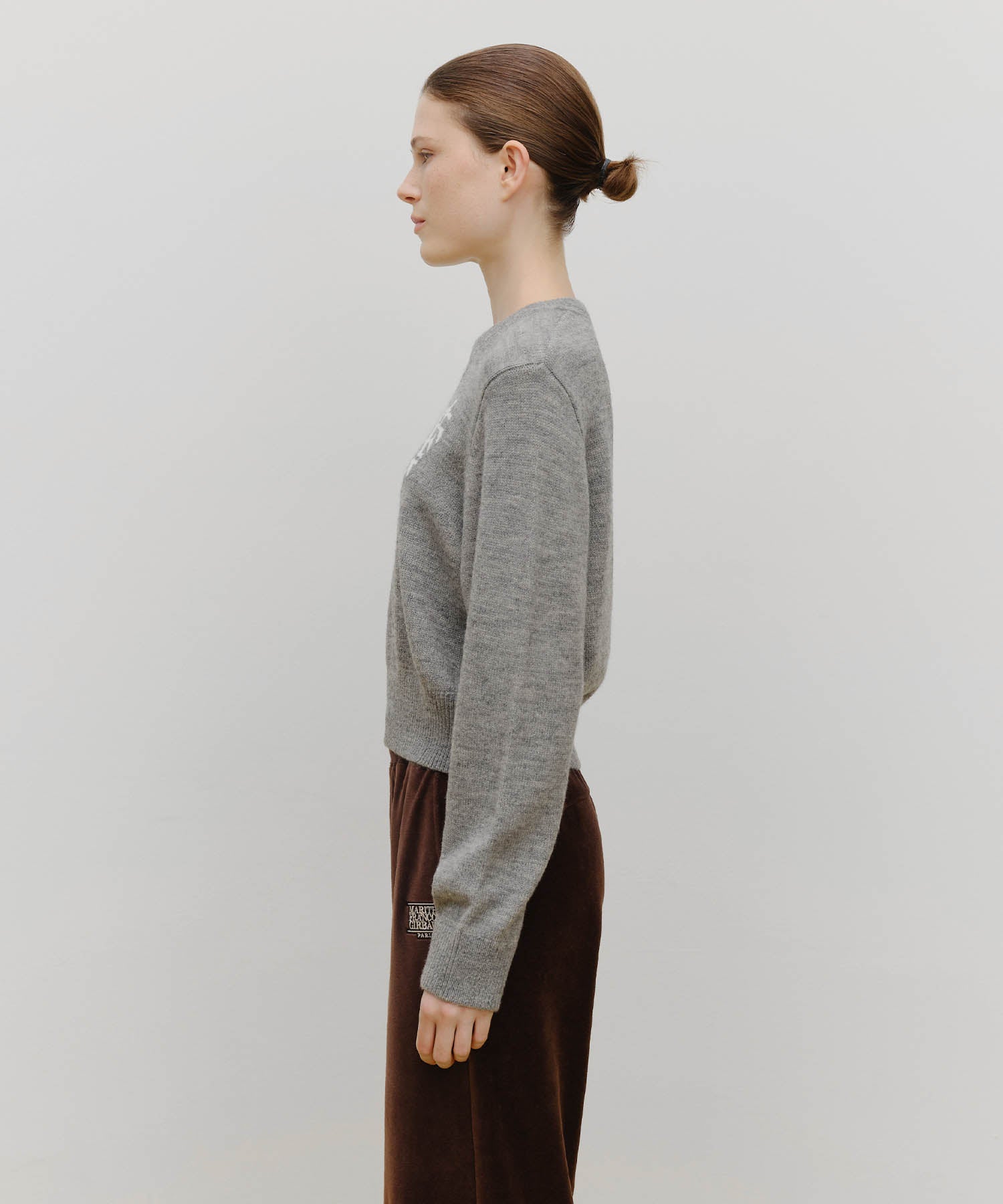 Marithe & Francois Girbaud - Marithe Sport W M+fg Logo Crop Pullover (Melange Gray) product image 2 | TRAB K-Fashion Australia