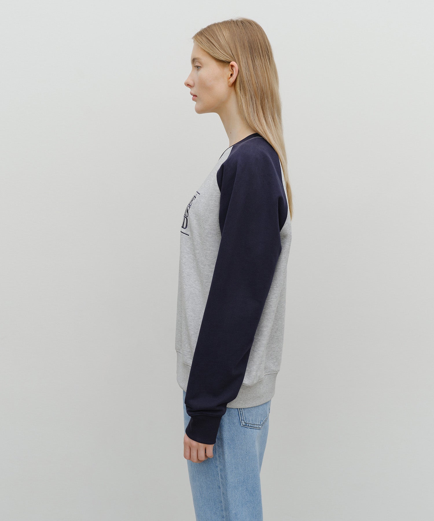Marithe & Francois Girbaud - Classic Logo Color Block Raglan Sweatshirt (Navy) product image 2 | TRAB K-Fashion Australia