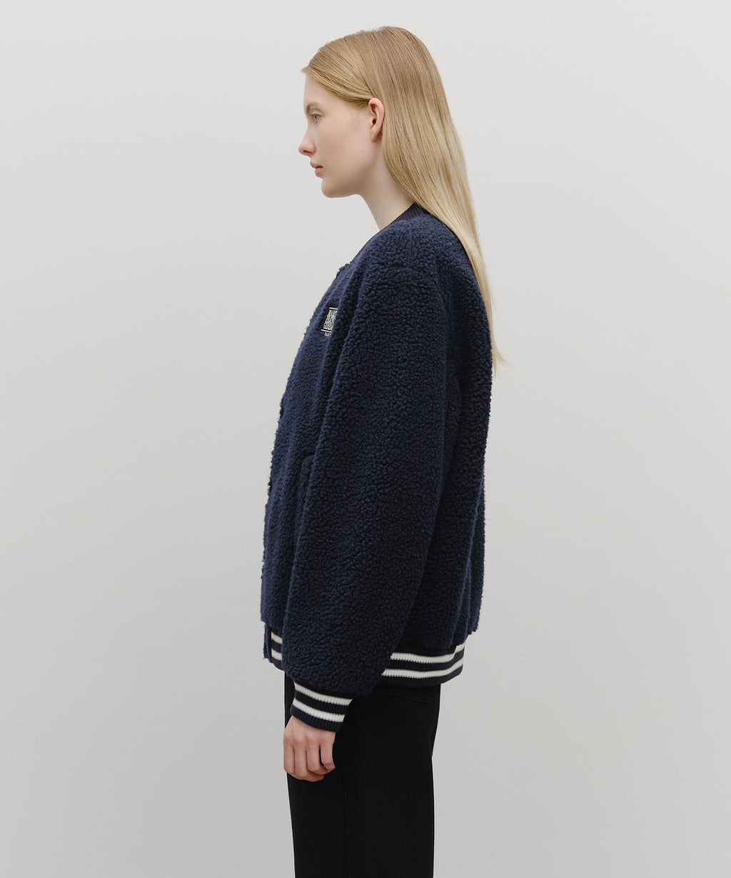 Marithe & Francois Girbaud - Fleece Varsity Jacket (Navy) product image 2 | TRAB K-Fashion Australia