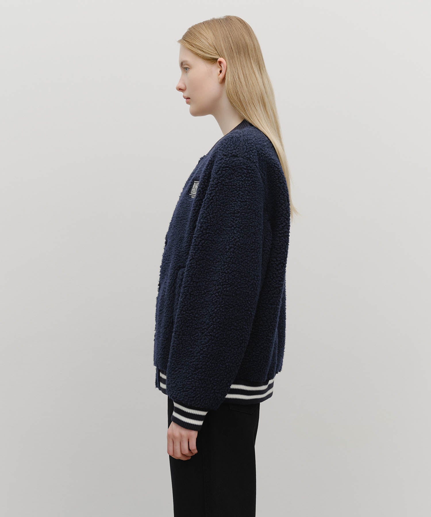 Marithe & Francois Girbaud - Fleece Varsity Jacket (Navy) product image 2 | TRAB K-Fashion Australia