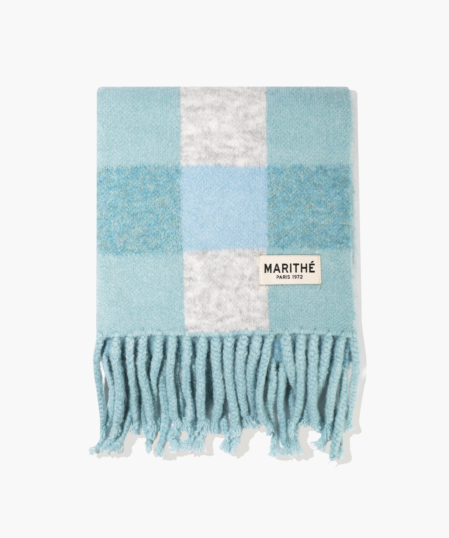 Marithe & Francois Girbaud - Fuzzy Check Knit Muffler (Teal) product image 2 | TRAB K-Fashion Australia
