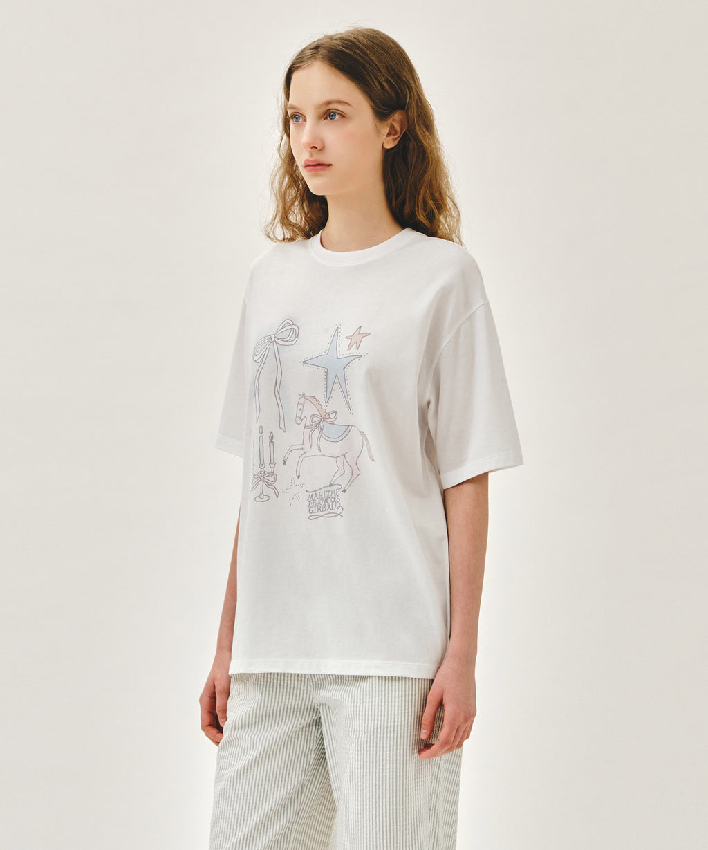 Marithe & Francois Girbaud - Unicorn Graphic Oversized Tee (White) product image 2 | TRAB K-Fashion Australia