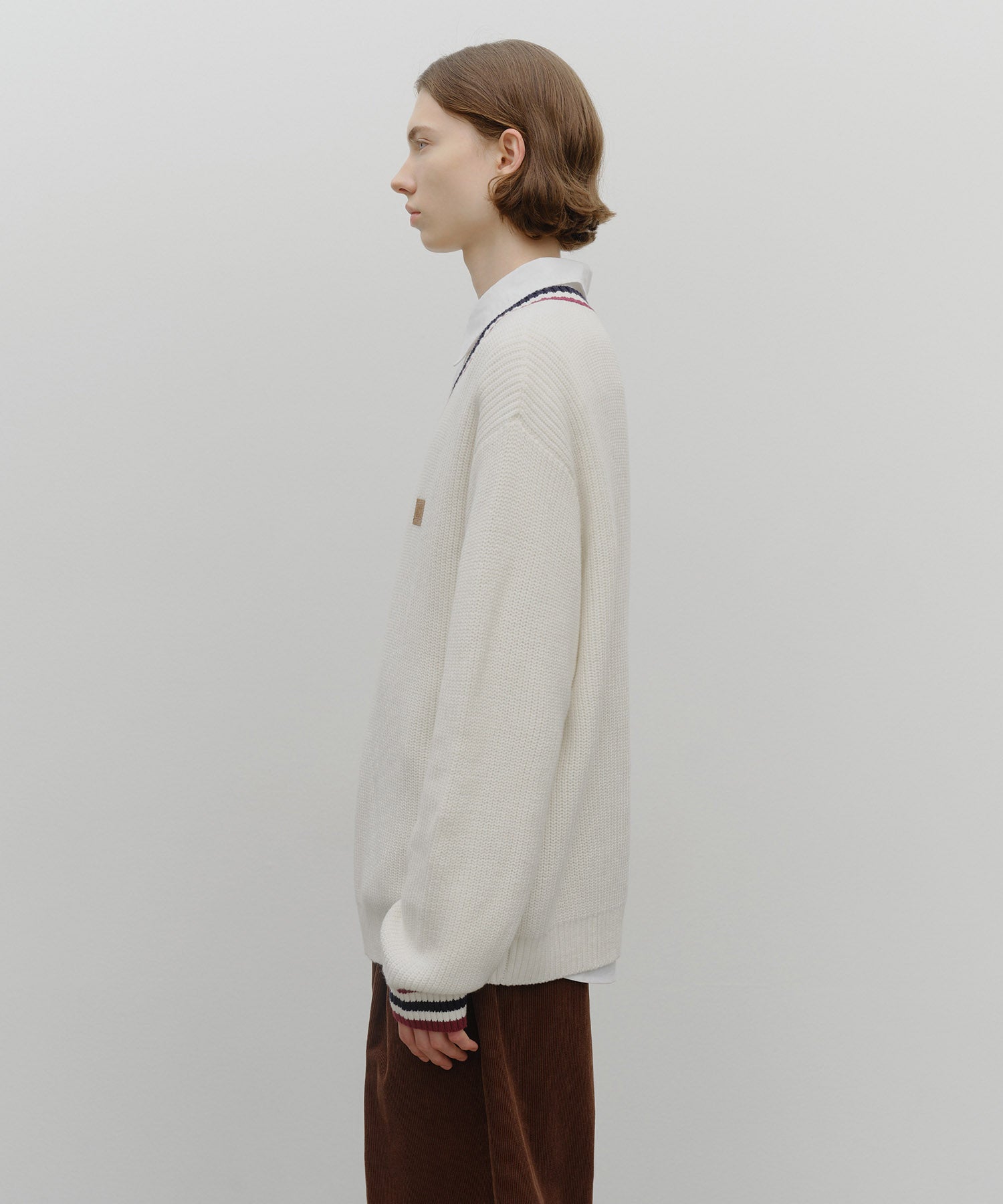 Marithe & Francois Girbaud - V Neck Knit Pullover (Ivory) product image 2 | TRAB K-Fashion Australia