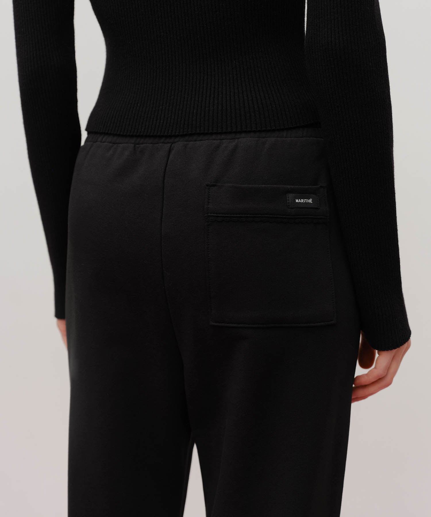 Marithe & Francois Girbaud - Lace Point Boots Cut Sweat Pants (Black) product image 2 | TRAB K-Fashion Australia