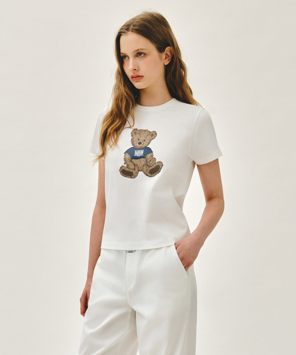 Marithe & Francois Girbaud - Doodle Bear Tee (White/Beige) product image 2 | TRAB K-Fashion Australia