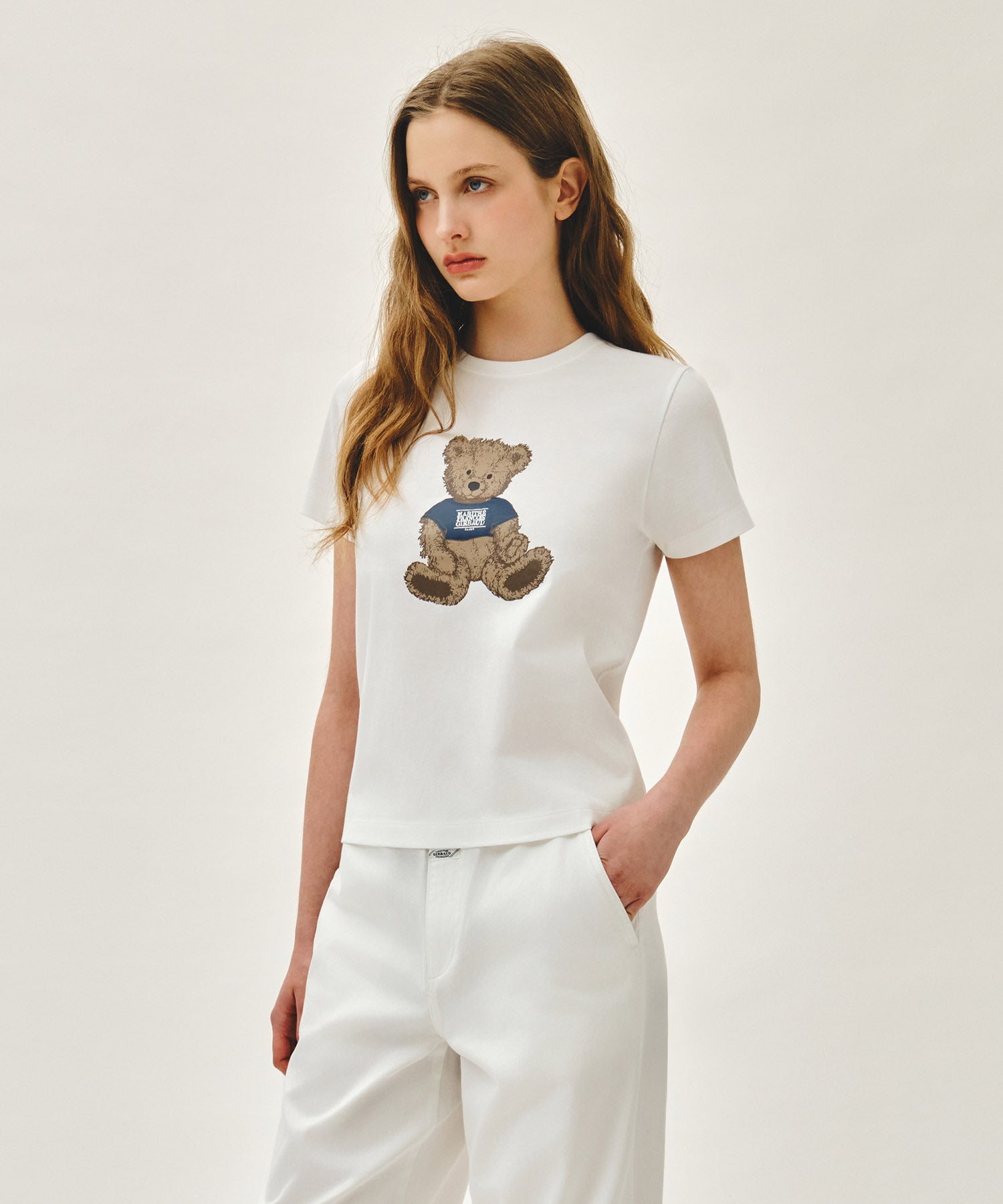 Marithe & Francois Girbaud - Doodle Bear Tee (White/Beige) product image 2 | TRAB K-Fashion Australia