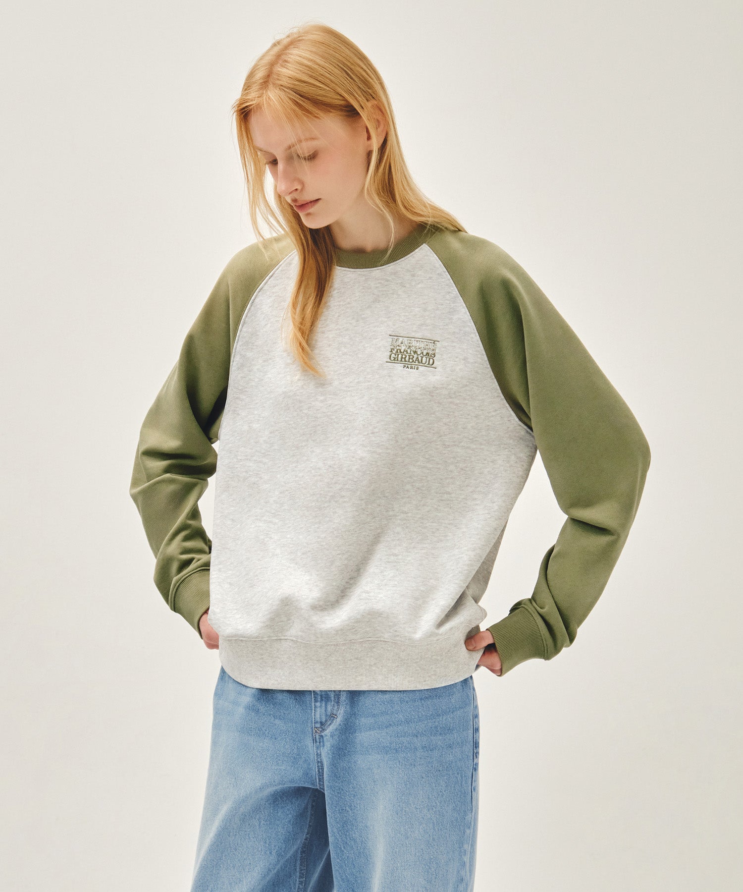 Marithe & Francois Girbaud - Small Classic Logo Color Block Sweatshirt (Khaki) product image 2 | TRAB K-Fashion Australia