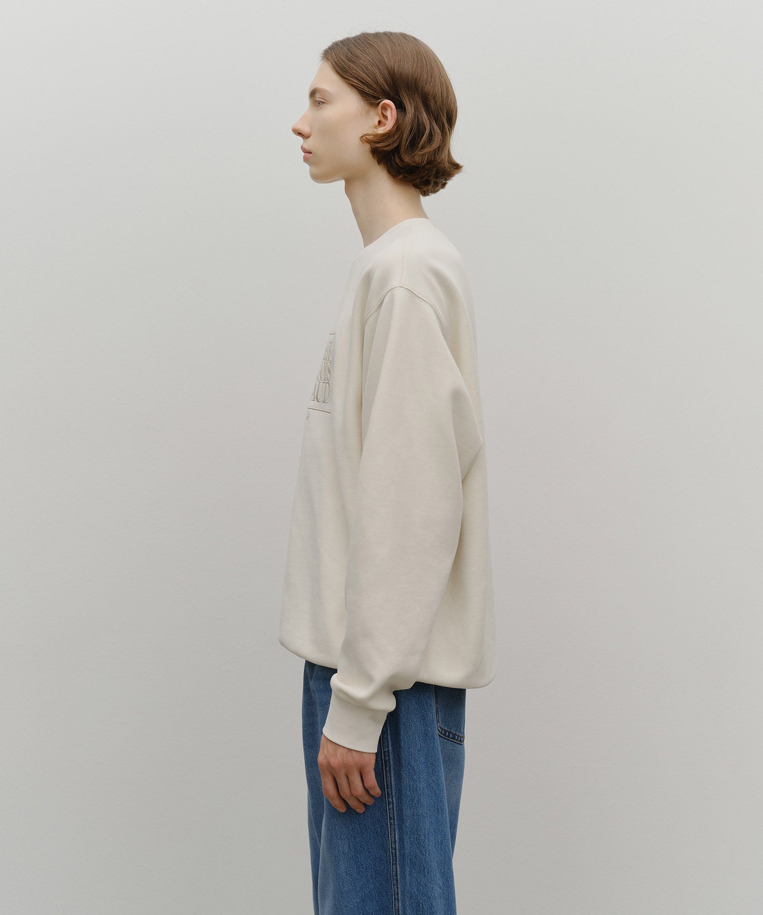 Marithe & Francois Girbaud - Classic Logo Embroidery Sweatshirt (brushed) (Cream) product image 2 | TRAB K-Fashion Australia