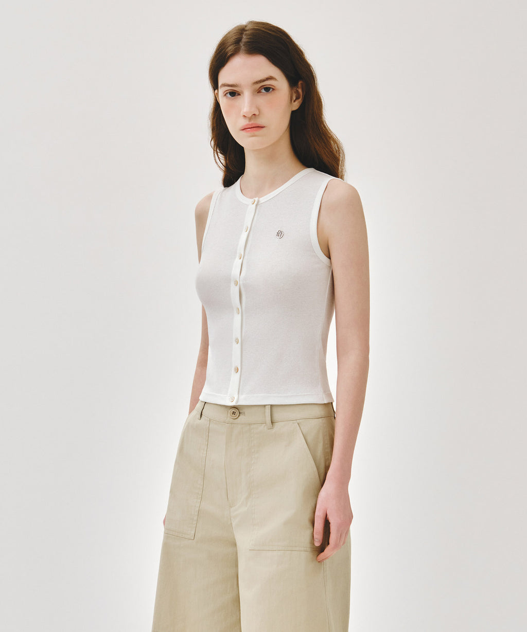 Marithe & Francois Girbaud - Button Up Sleeveless (White) product image 2 | TRAB K-Fashion Australia