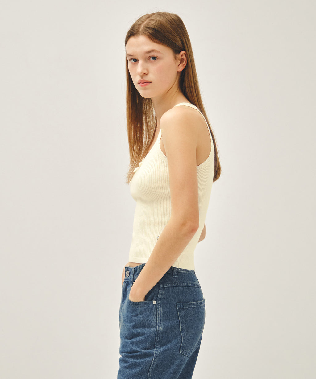 Marithe & Francois Girbaud - Lace Point Knit Vest (Ivory) product image 2 | TRAB K-Fashion Australia