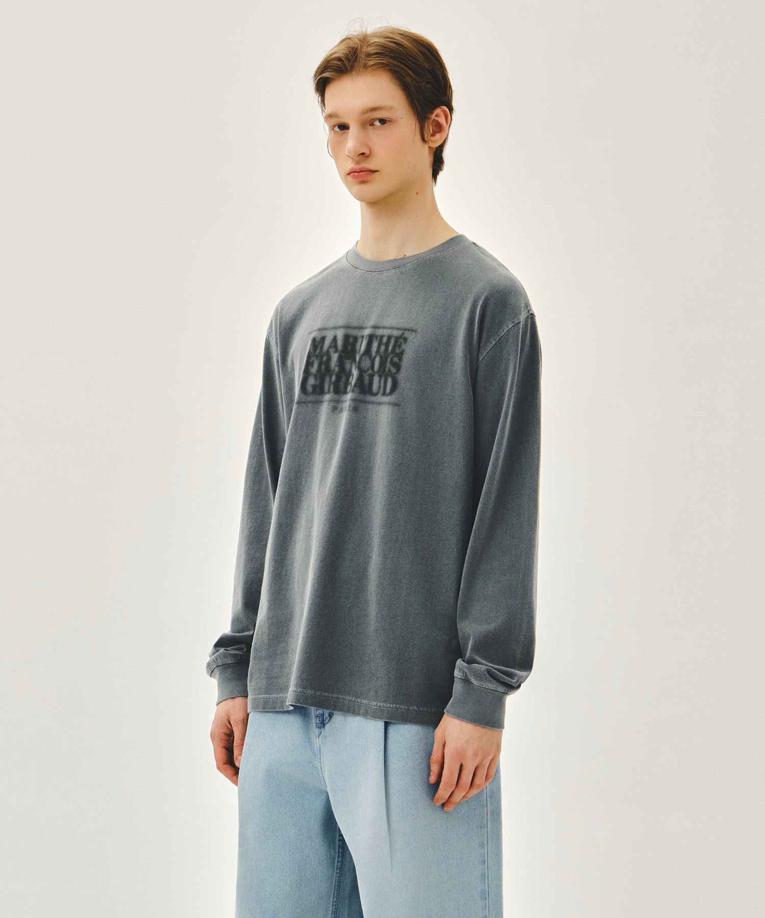 Marithe & Francois Girbaud - Shadow Classic Logo Dyeing Long Sleeve Tee (Charcoal) product image 2 | TRAB K-Fashion Australia