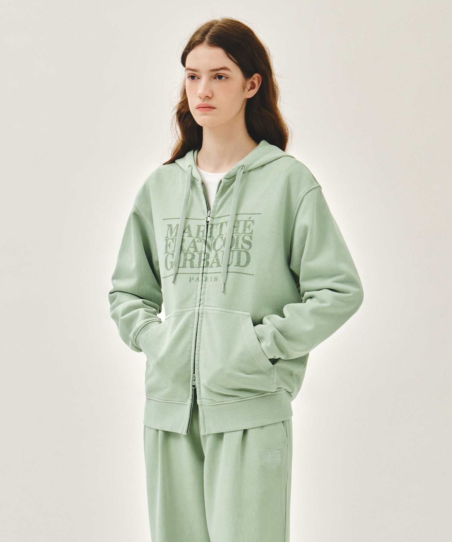 Marithe & Francois Girbaud - Classic Logo Dyeing Hoodie Zipup (Mint) product image 2 | TRAB K-Fashion Australia