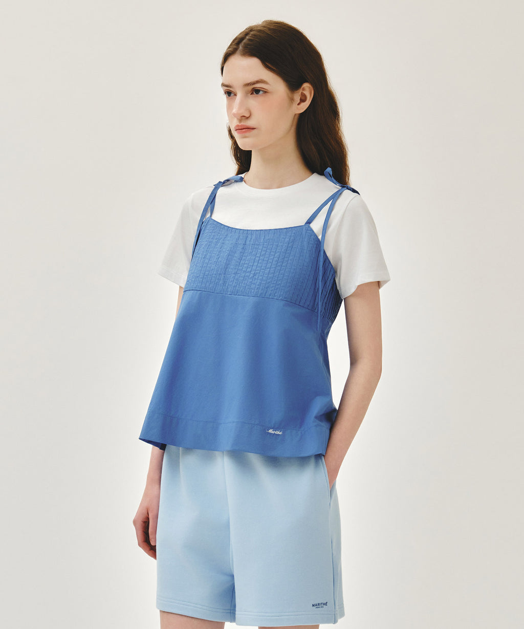 Marithe & Francois Girbaud - Pintuck Camisole Blouse (Blue) product image 2 | TRAB K-Fashion Australia