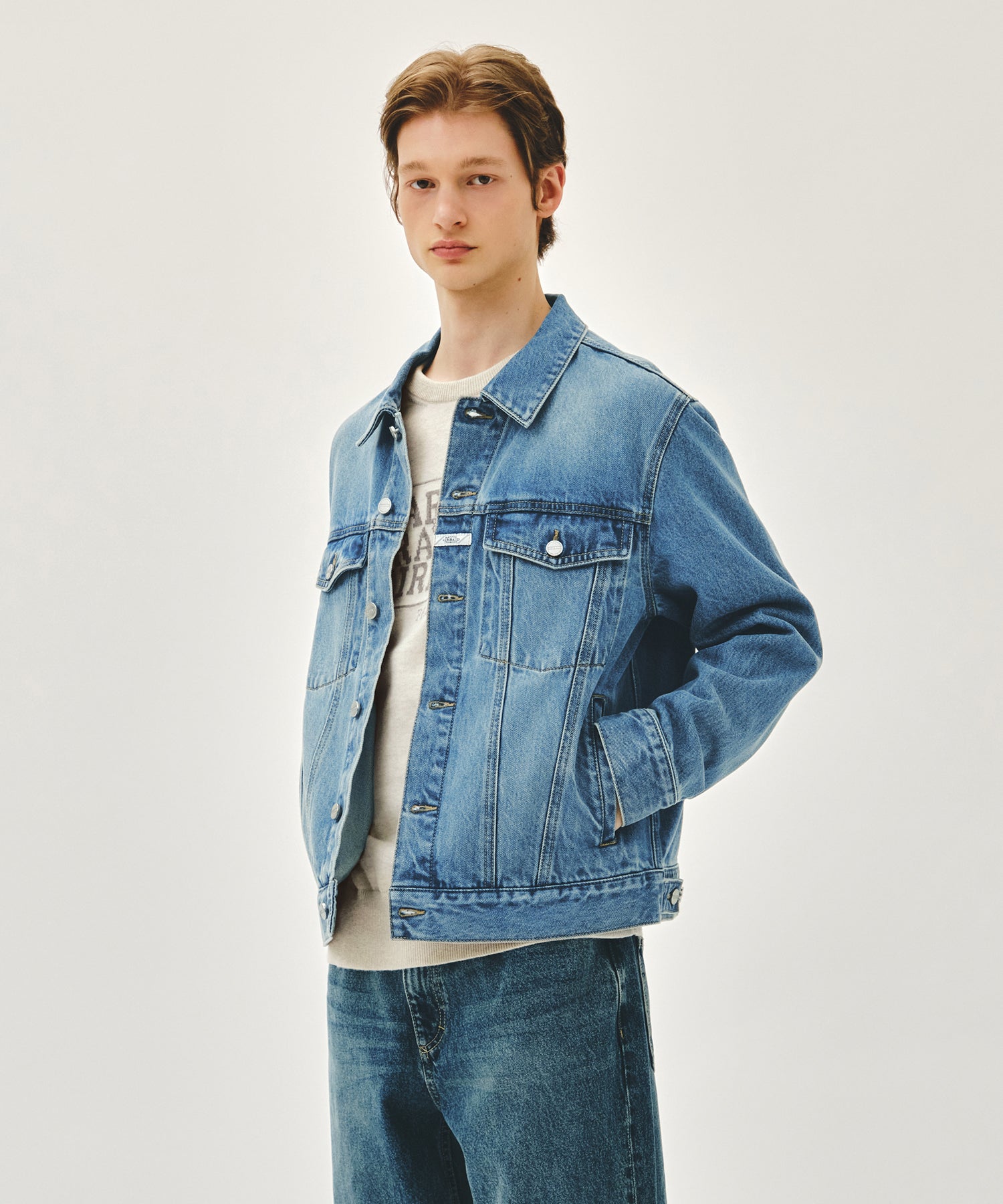 Marithe & Francois Girbaud - Denim Trucker Jacket (Light Blue) product image 2 | TRAB K-Fashion Australia