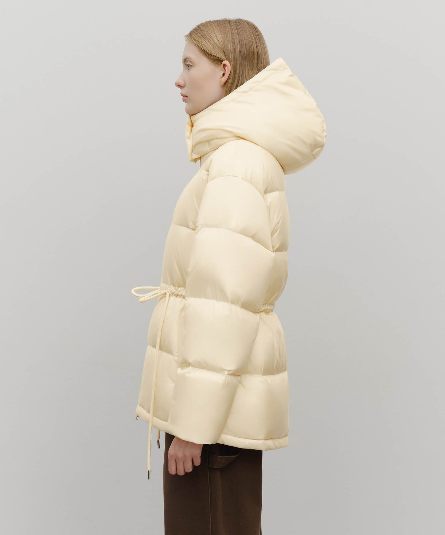 Marithe & Francois Girbaud - Waist String Mid Down Jacket (Light Beige) product image 2 | TRAB K-Fashion Australia