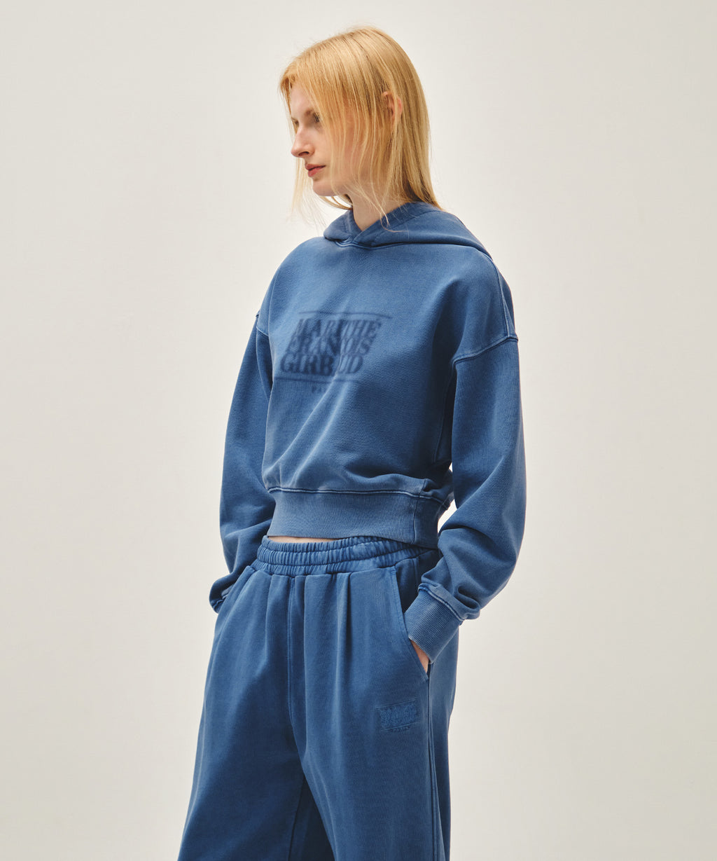Marithe & Francois Girbaud - Shadow Classic Logo Dyeing Crop Hoodie (Blue) product image 2 | TRAB K-Fashion Australia