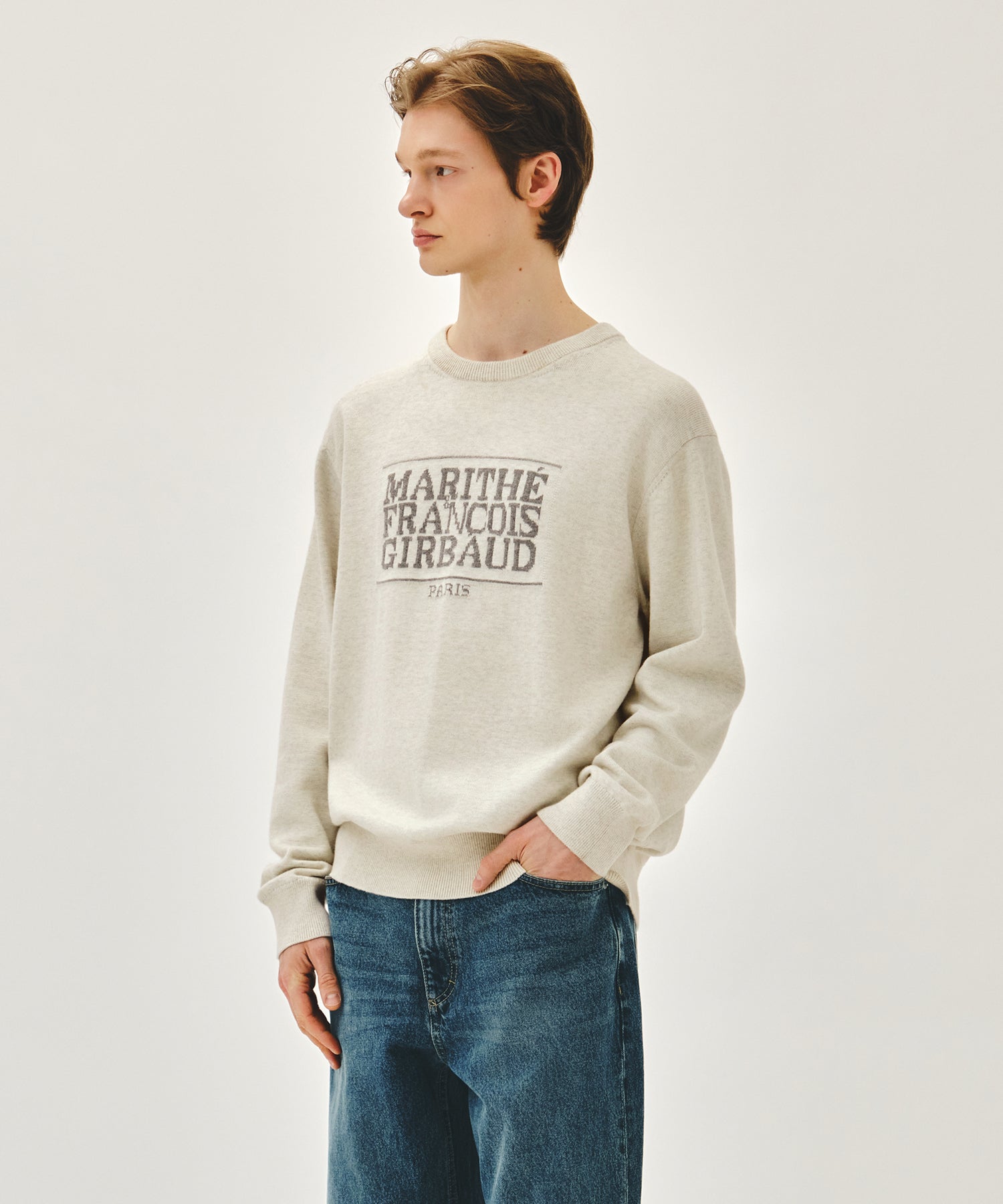 Marithe & Francois Girbaud - Classic Logo Knit Pullover (Ivory) product image 2 | TRAB K-Fashion Australia