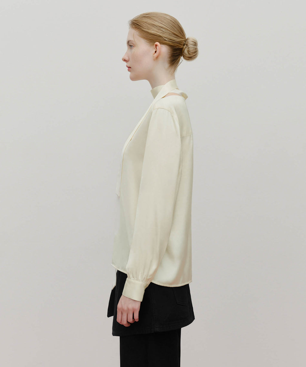 Marithe & Francois Girbaud - V-neck Tie Blouse (Ivory) product image 2 | TRAB K-Fashion Australia