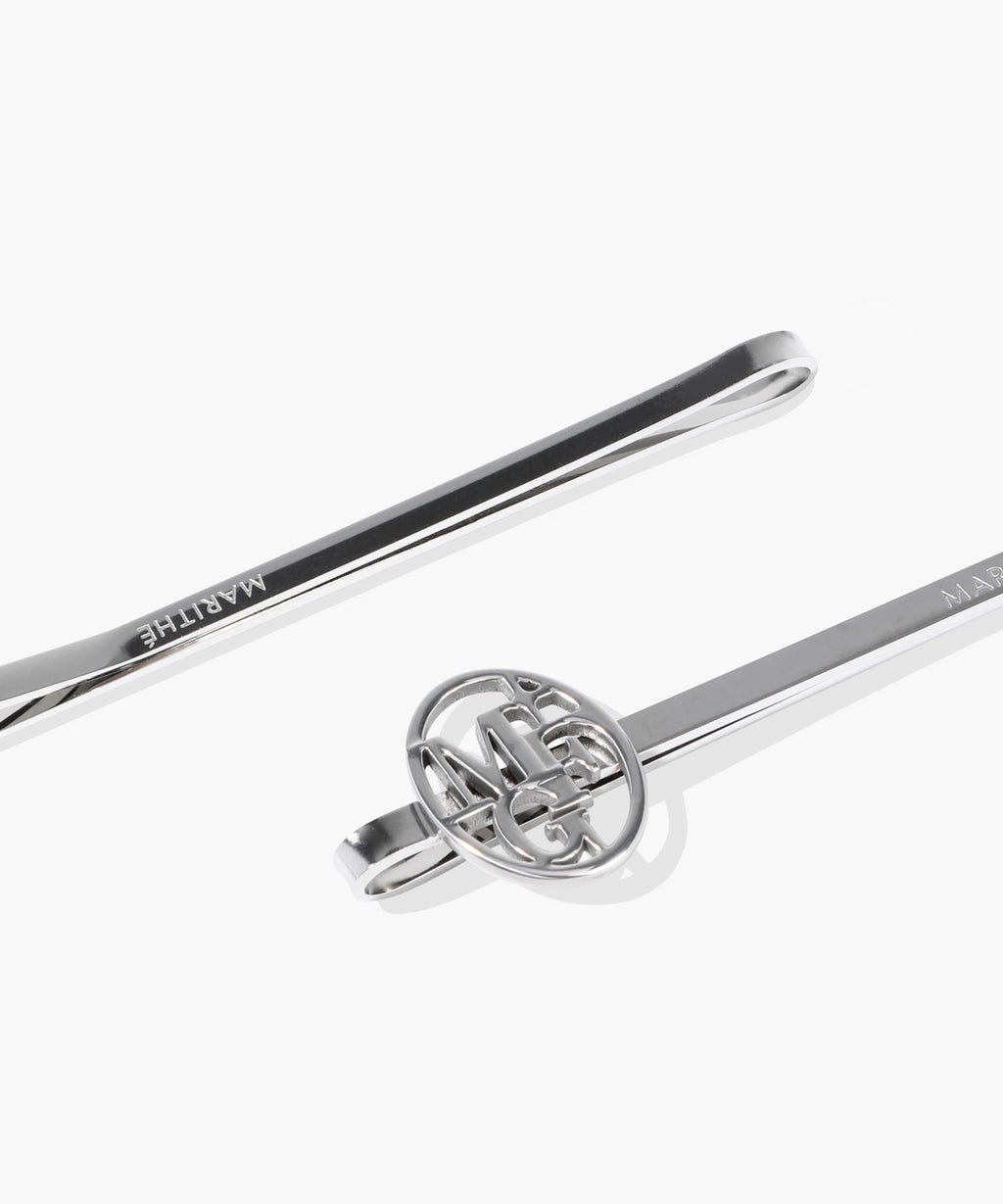 Marithe & Francois Girbaud - Circle Logo Slim Metal Hair Pin 2pack (Silver) product image 2 | TRAB K-Fashion Australia