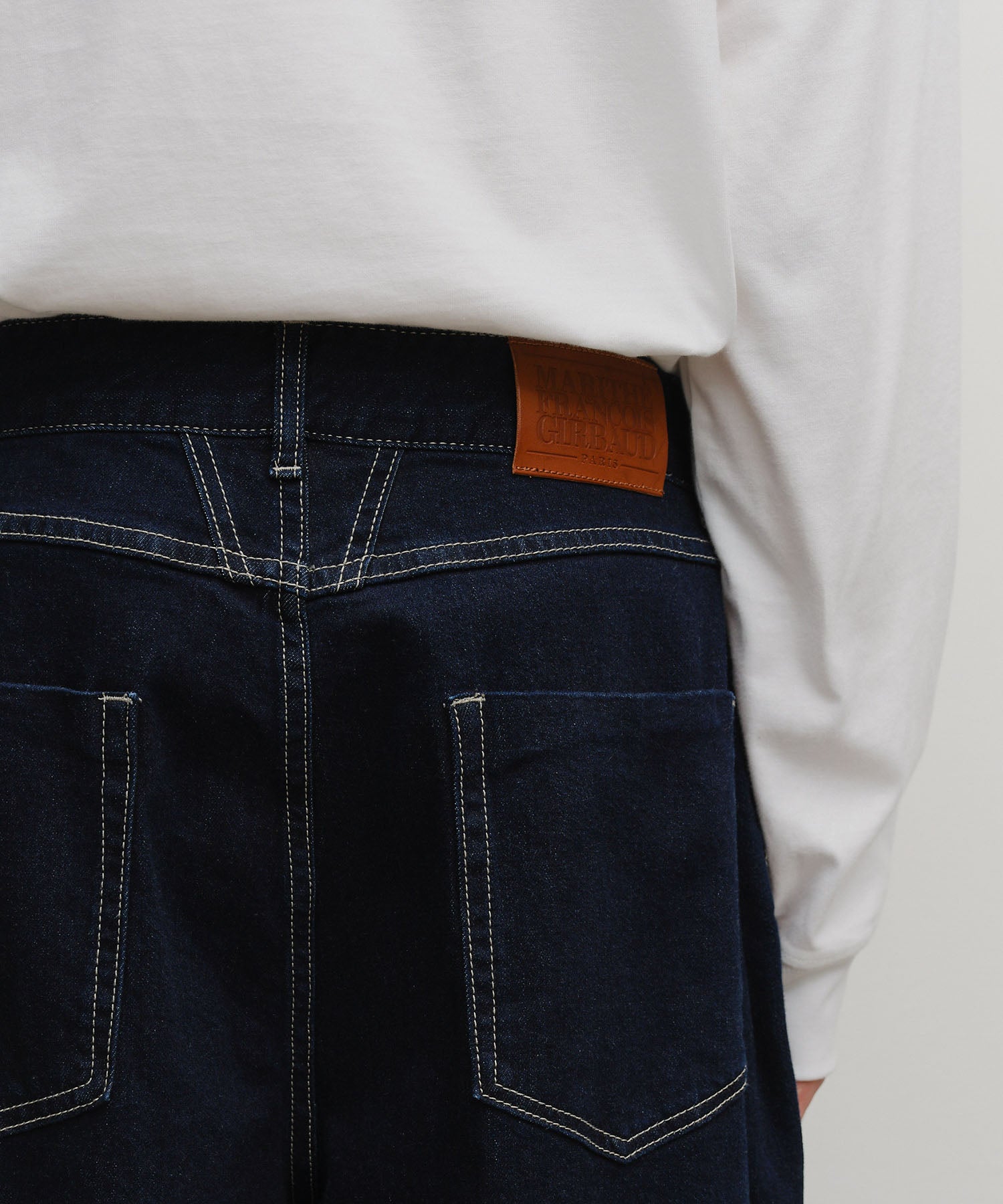Marithe & Francois Girbaud - Low-waist Tuck Wide Denim Pants (Dark Blue) product image 2 | TRAB K-Fashion Australia