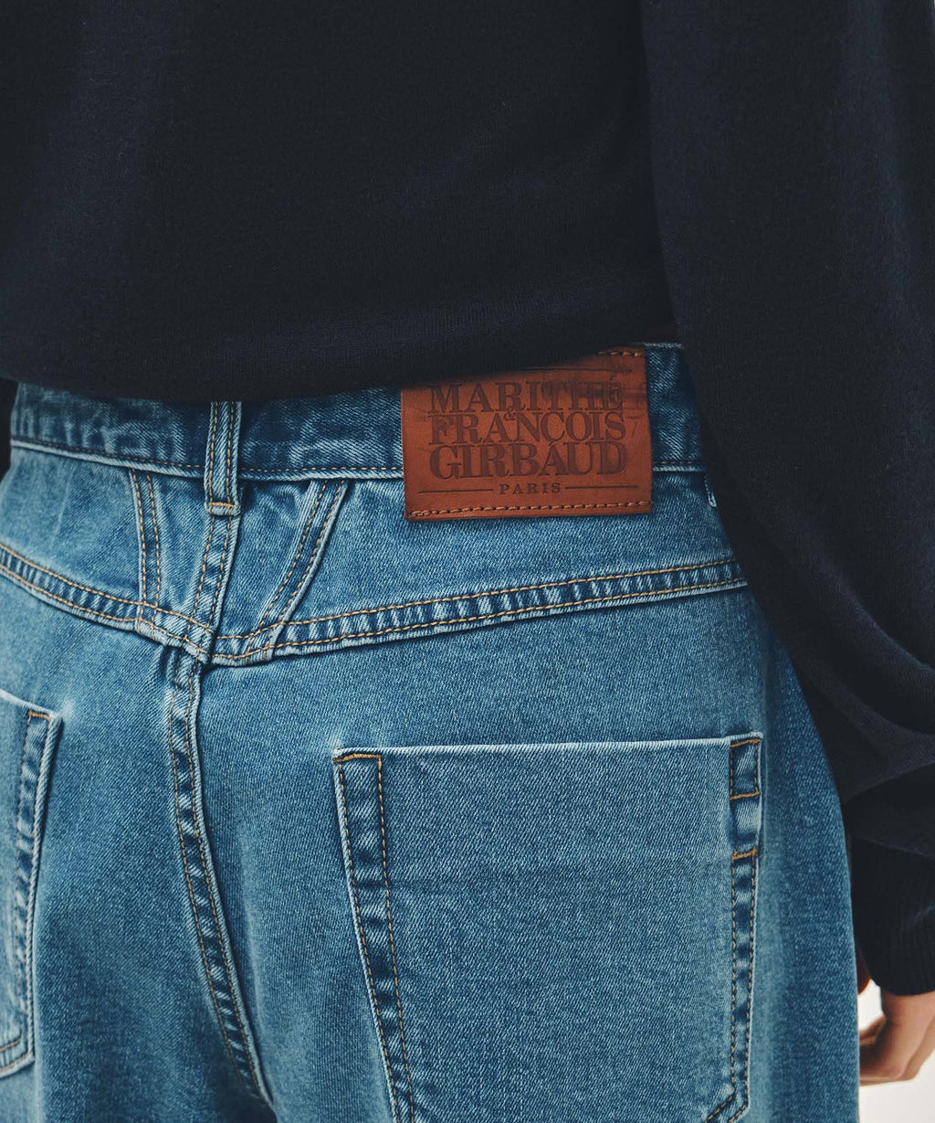 Marithe & Francois Girbaud - Low-waist Tuck Wide Denim Pants (Blue) product image 2 | TRAB K-Fashion Australia