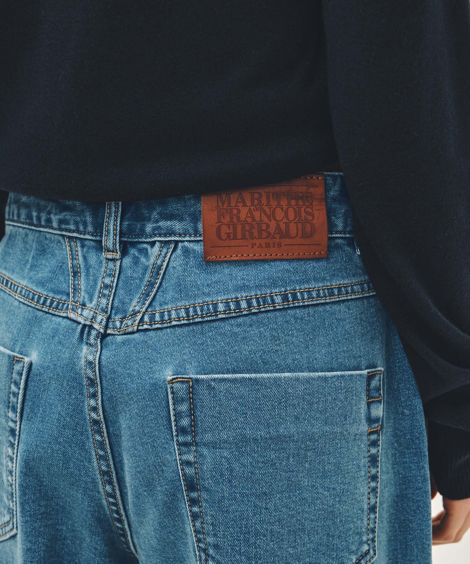 Marithe & Francois Girbaud - Low-waist Tuck Wide Denim Pants (Blue) product image 2 | TRAB K-Fashion Australia