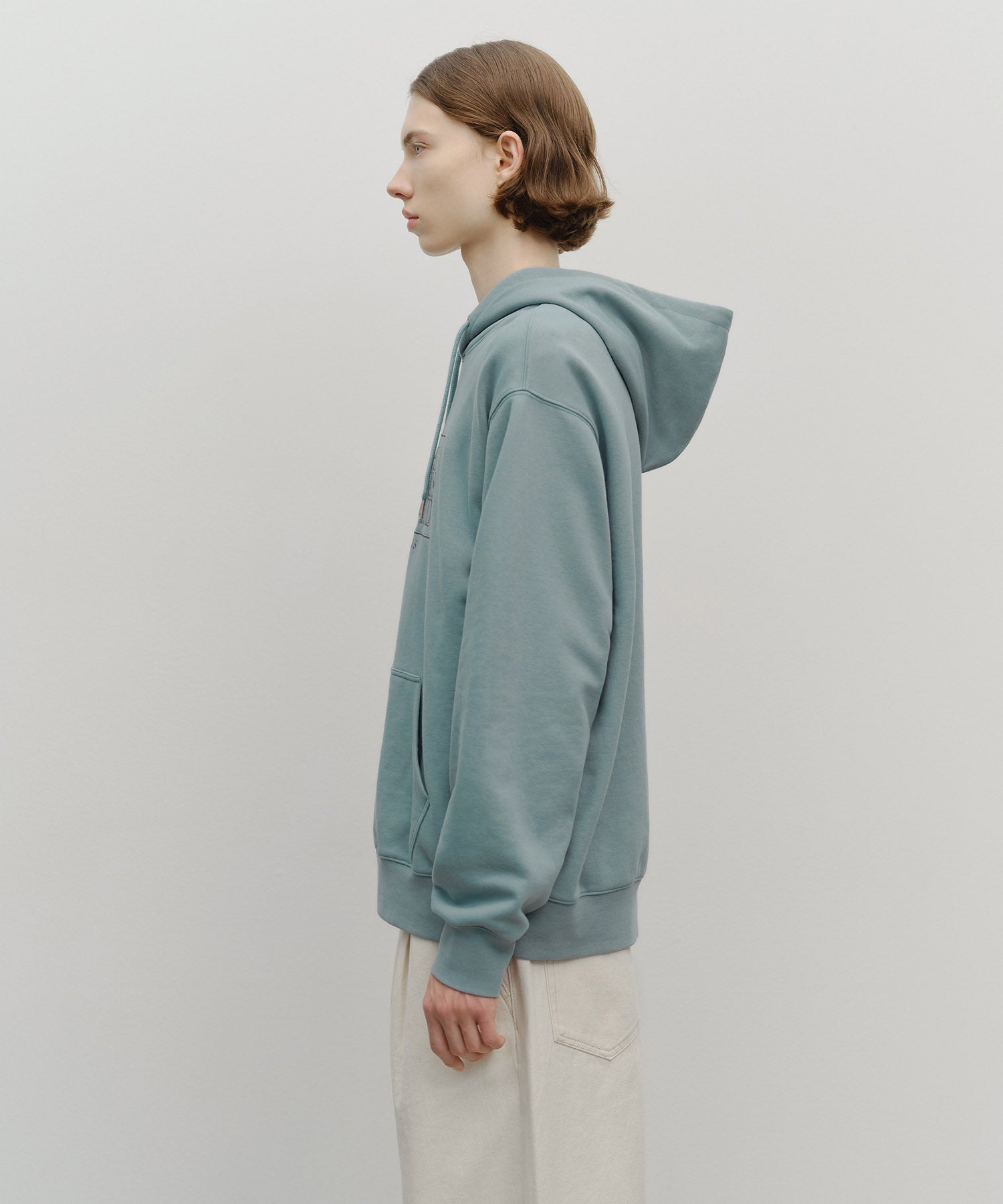 Marithe & Francois Girbaud - Classic Logo Embroidery Hoodie (brushed) (Mint Gray) product image 2 | TRAB K-Fashion Australia