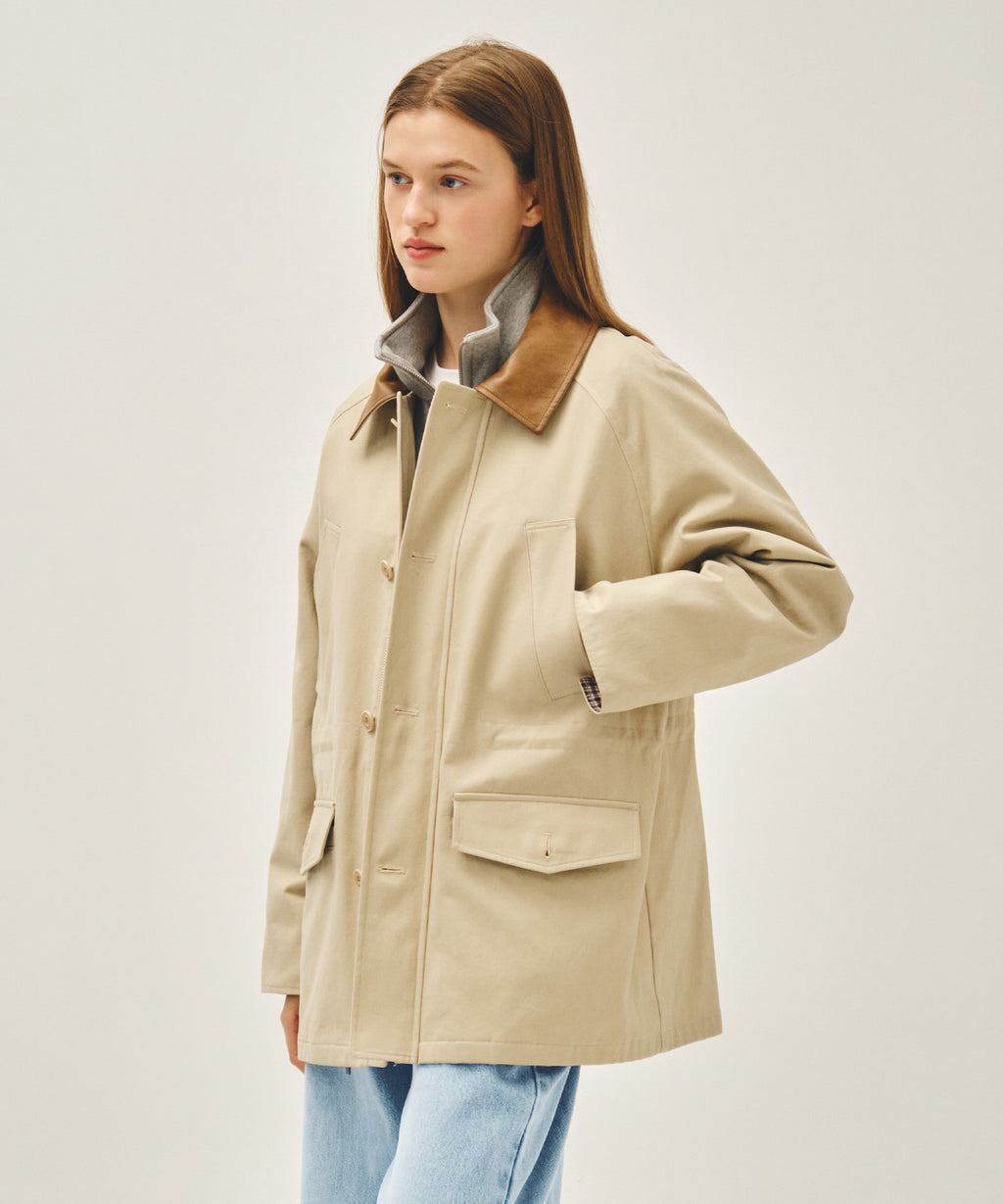 Marithe & Francois Girbaud - Cotton Washed Hunting Jacket (Light Beige) product image 2 | TRAB K-Fashion Australia