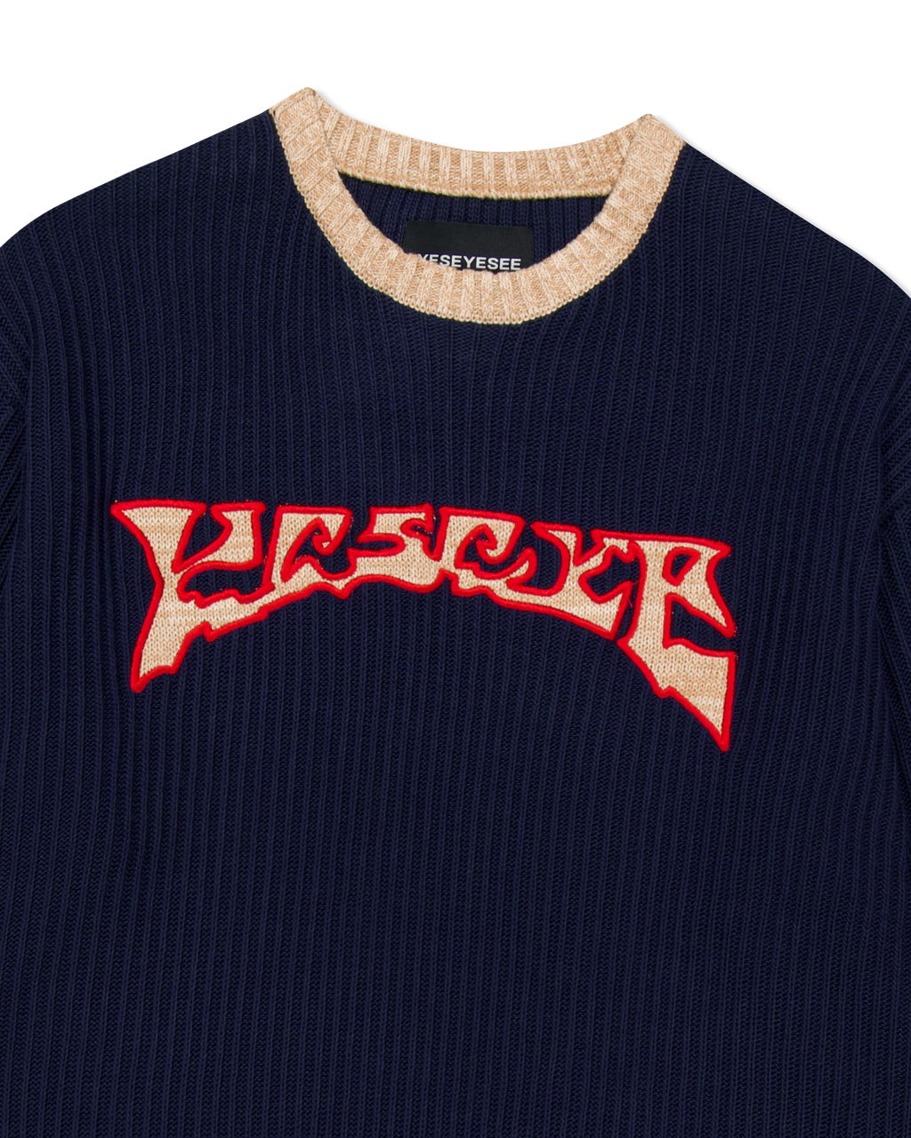 yeseyesee - Logo Applique Knit Pullover (Navy) product image 3 | TRAB K-Fashion Australia