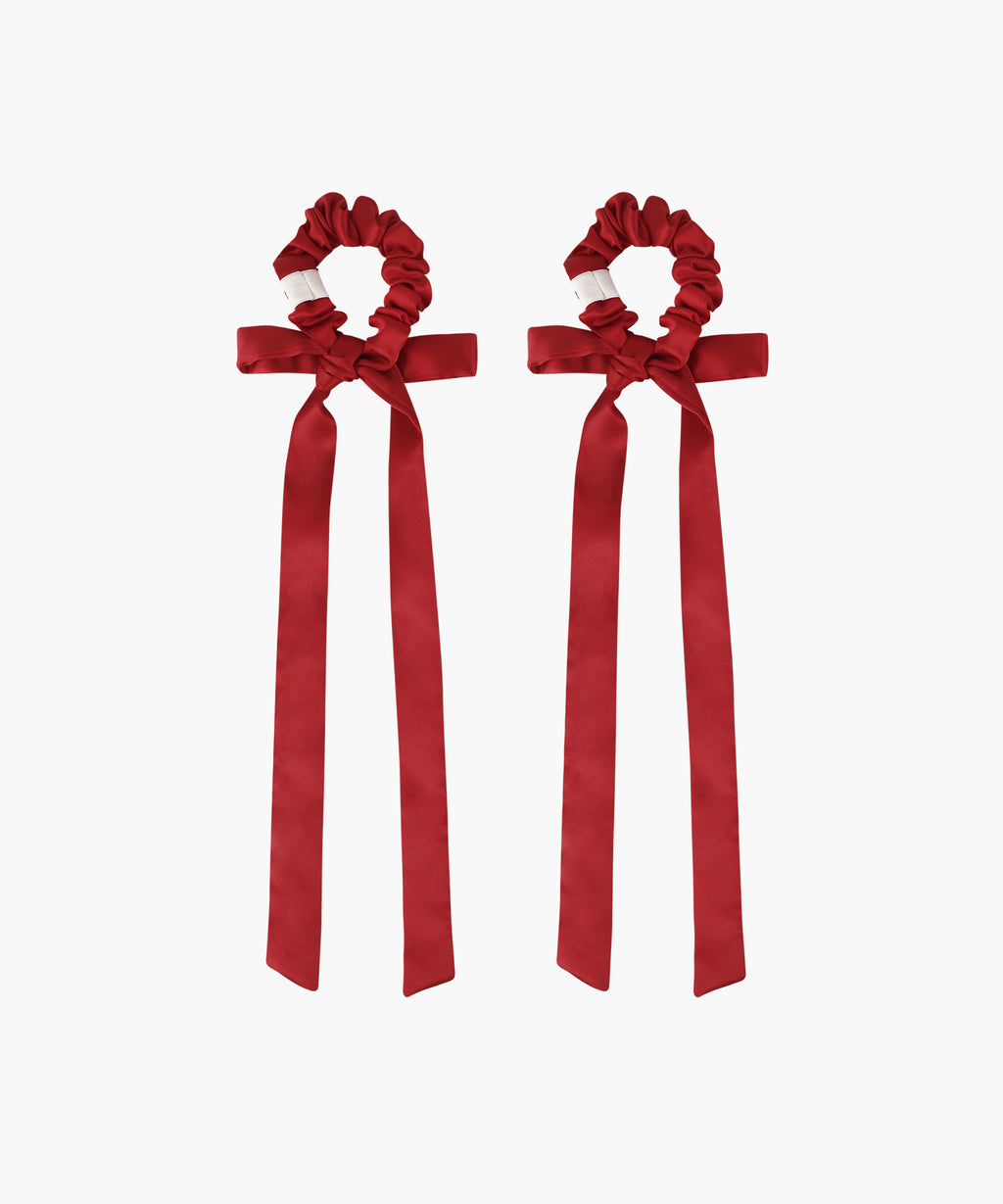 Marithe & Francois Girbaud - Regular Logo Satin Hair Ribbon Scrunchie 2pack (Red) product image 2 | TRAB K-Fashion Australia
