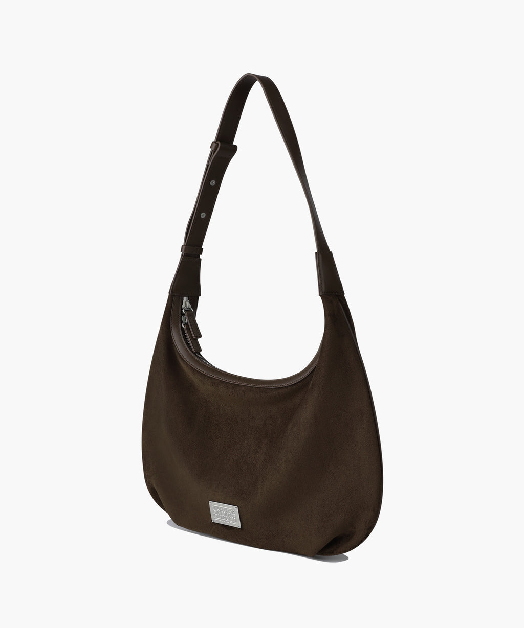 Marithe & Francois Girbaud - Classic Logo Round Suede Shoulder Bag (Brown) product image 2 | TRAB K-Fashion Australia