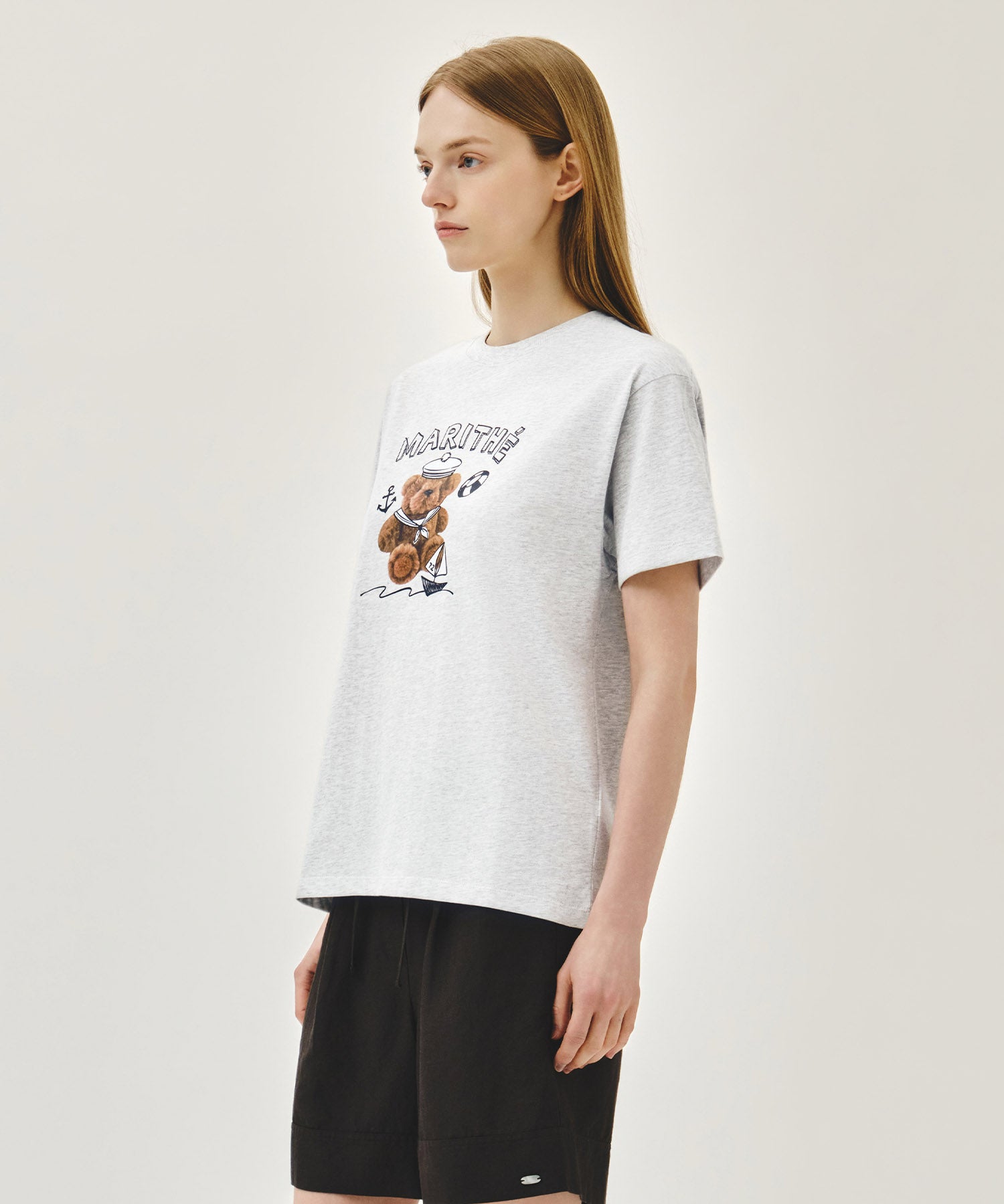 Marithe & Francois Girbaud - Marine Drawing Doodle Graphic Tee (Light Heather Gray) product image 2 | TRAB K-Fashion Australia
