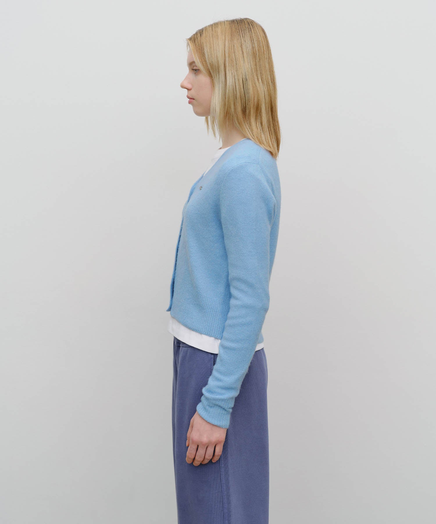 Marithe & Francois Girbaud - V-neck Crop Cardigan (Sky Blue) product image 2 | TRAB K-Fashion Australia