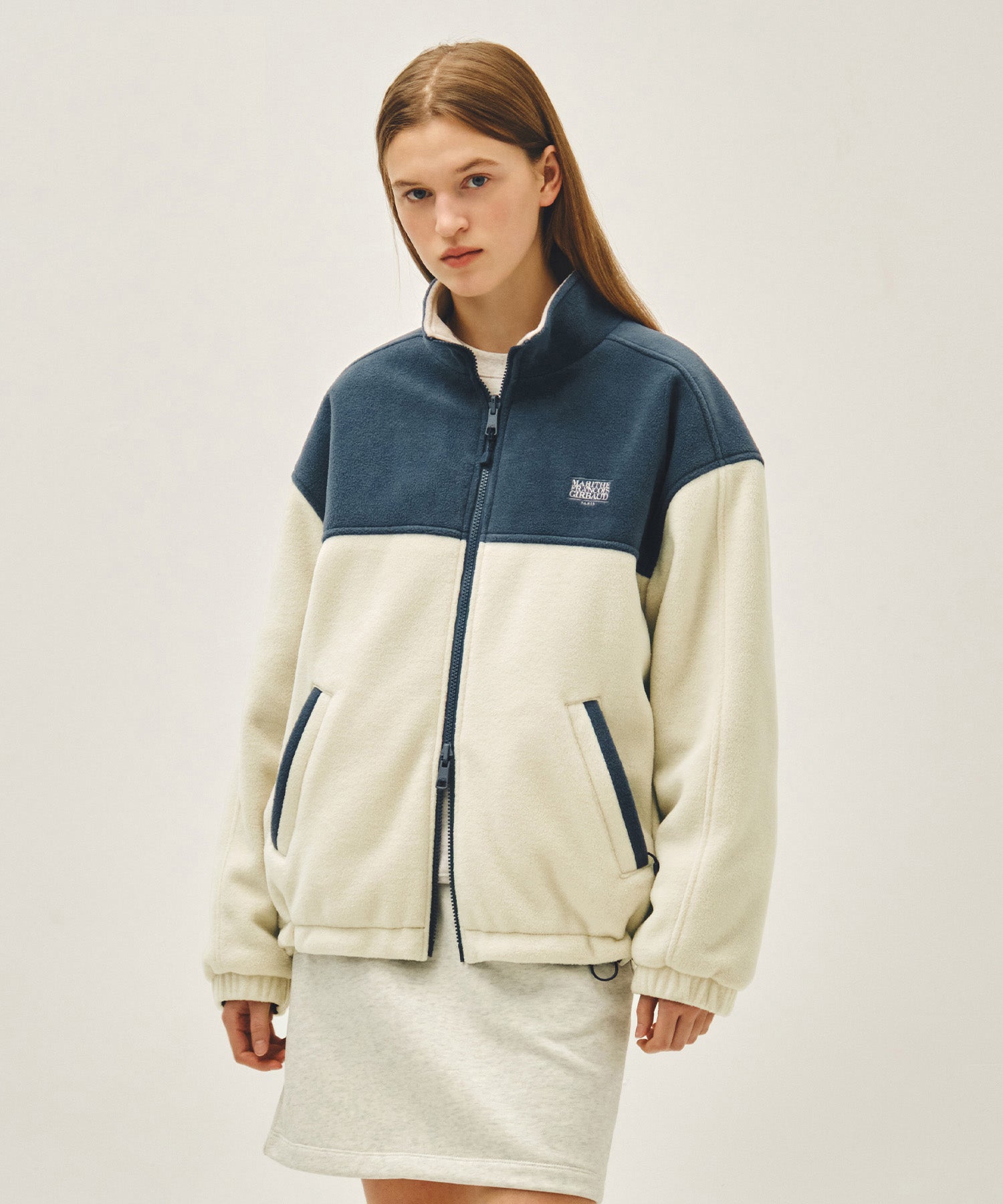 Marithe & Francois Girbaud - Classic Logo Reversible Fleece Jacket (Cream) product image 2 | TRAB K-Fashion Australia