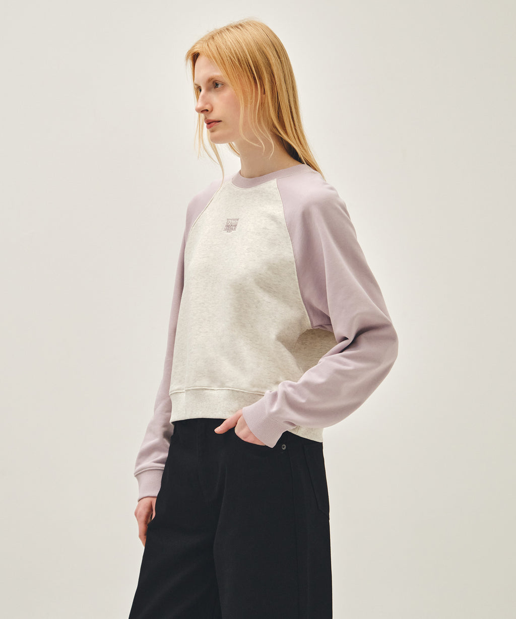 Marithe & Francois Girbaud - Block Classic Logo Raglan Crop Sweatshirt (Light Purple) product image 2 | TRAB K-Fashion Australia