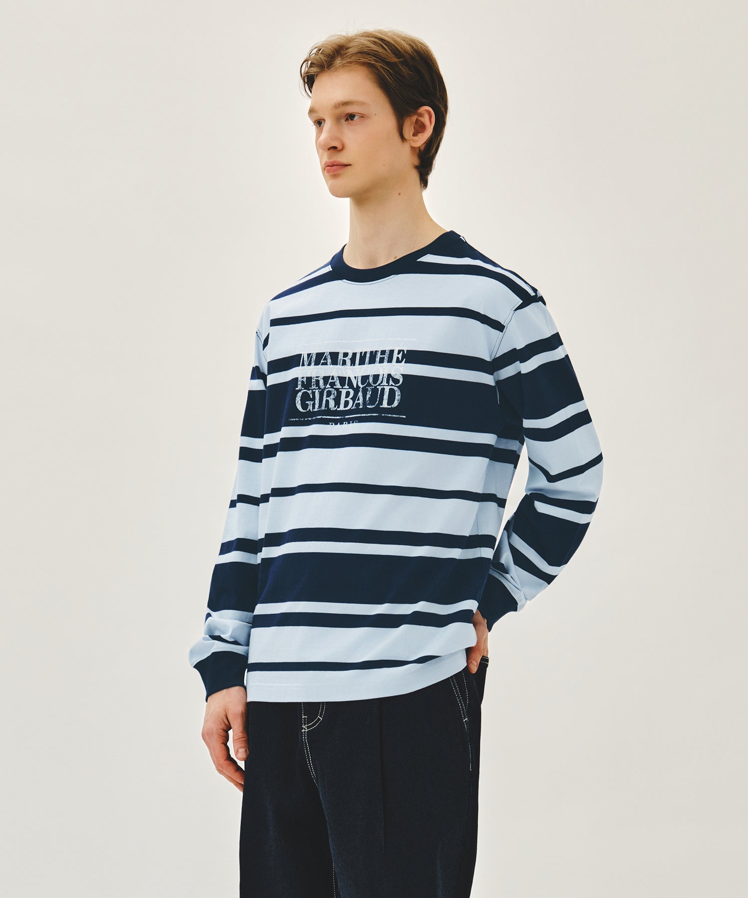 Marithe & Francois Girbaud - Crack Classic Logo Long Sleeve Tee (Stripe) product image 2 | TRAB K-Fashion Australia