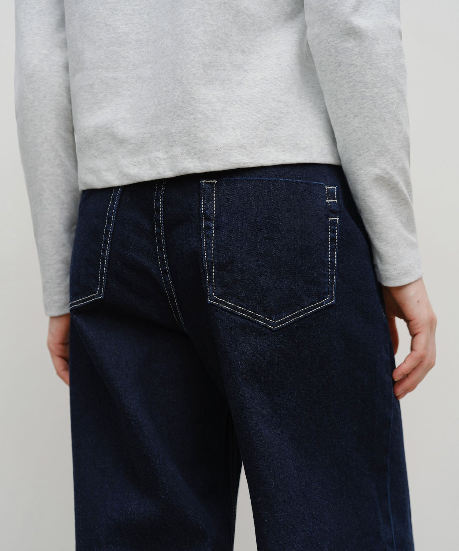 Marithe & Francois Girbaud - Low-waist Tuck Wide Denim Pants (Dark Blue) product image 2 | TRAB K-Fashion Australia