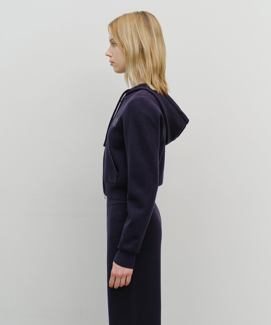 Marithe & Francois Girbaud - Classic Logo Crop Knit Hoodie Zipup (Navy) product image 2 | TRAB K-Fashion Australia