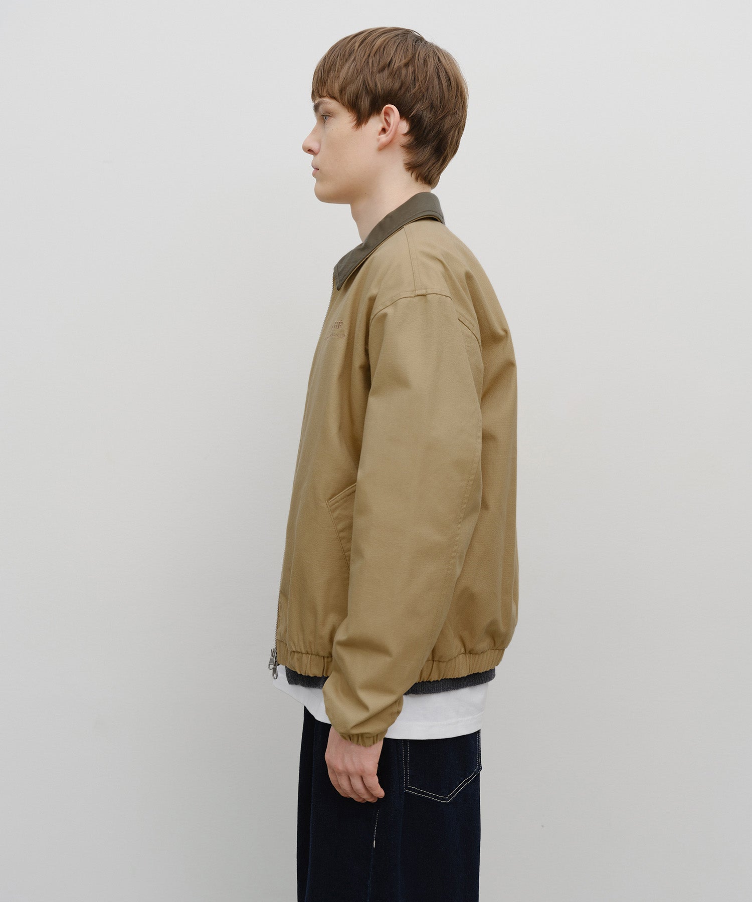 Marithe & Francois Girbaud - Graphic Embroidery Cotton Bomber Jacket (Beige) product image 2 | TRAB K-Fashion Australia