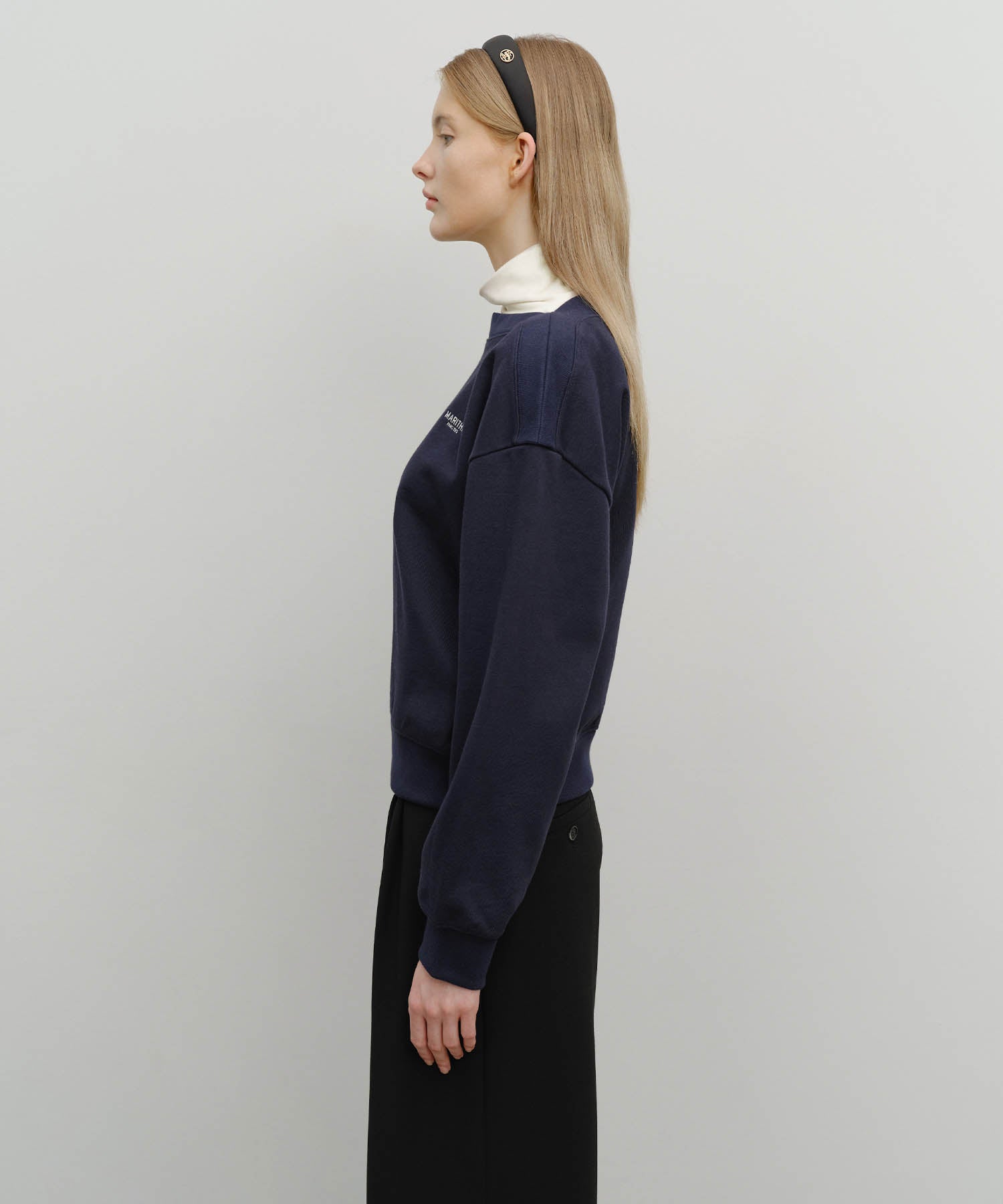 Marithe & Francois Girbaud - Boat Neck Oversized Sweatshirt (Navy) product image 2 | TRAB K-Fashion Australia