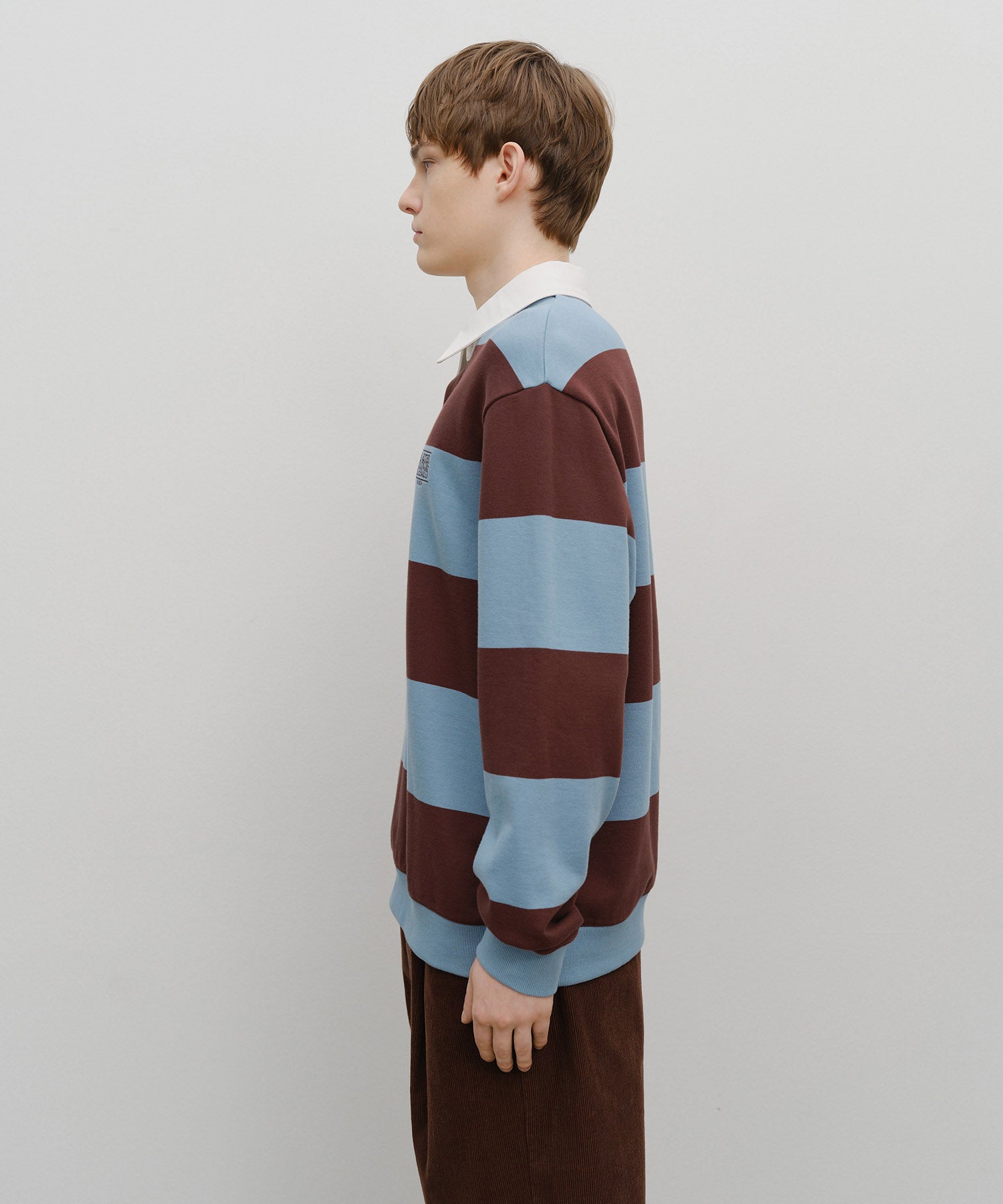 Marithe & Francois Girbaud - Classic Logo Stripe Rugby Sweatshirt (Blue) product image 2 | TRAB K-Fashion Australia